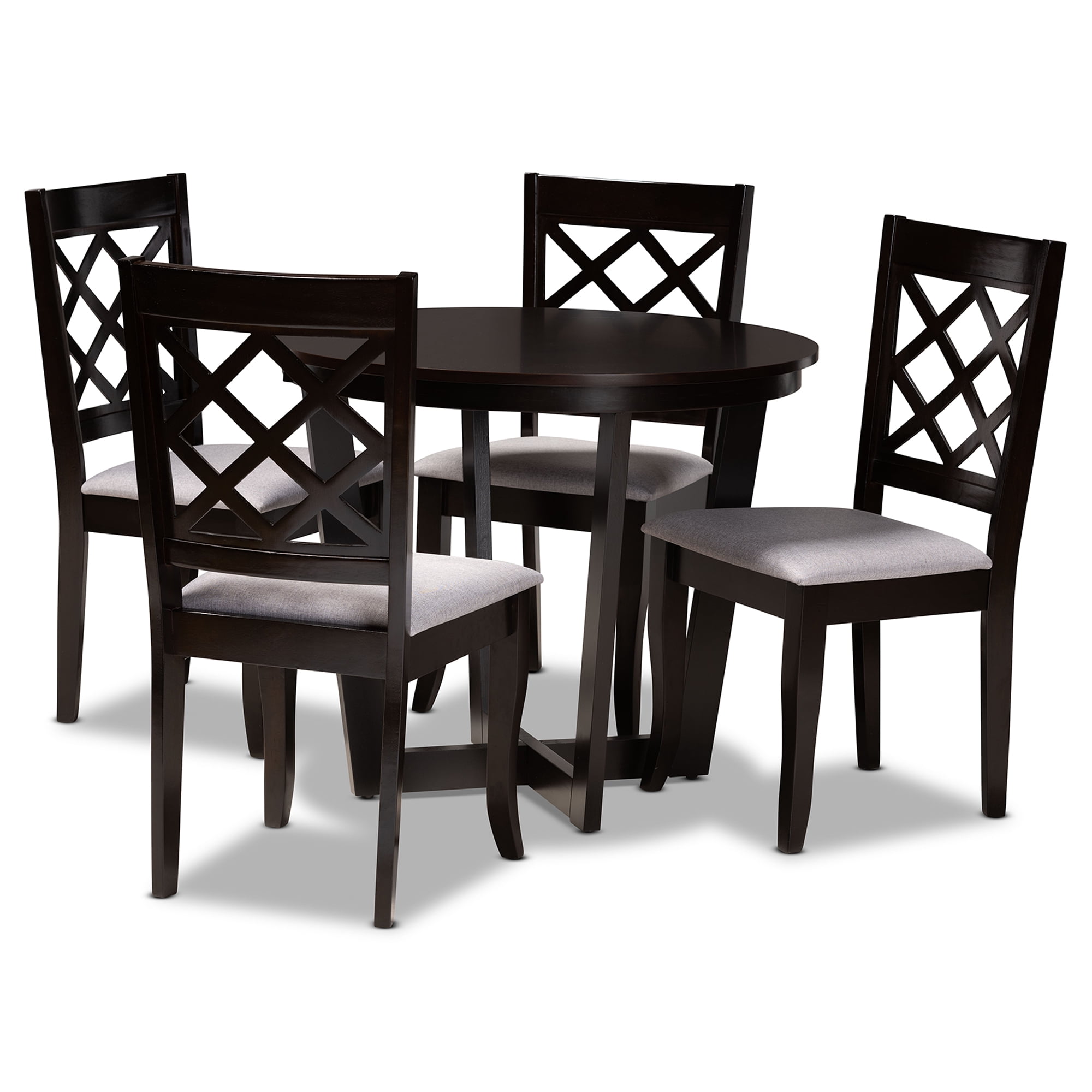 Baxton Studio Selby Modern and Contemporary Grey Fabric Upholstered and Dark Brown Finished Wood 5-Piece Dining Set - Image 2