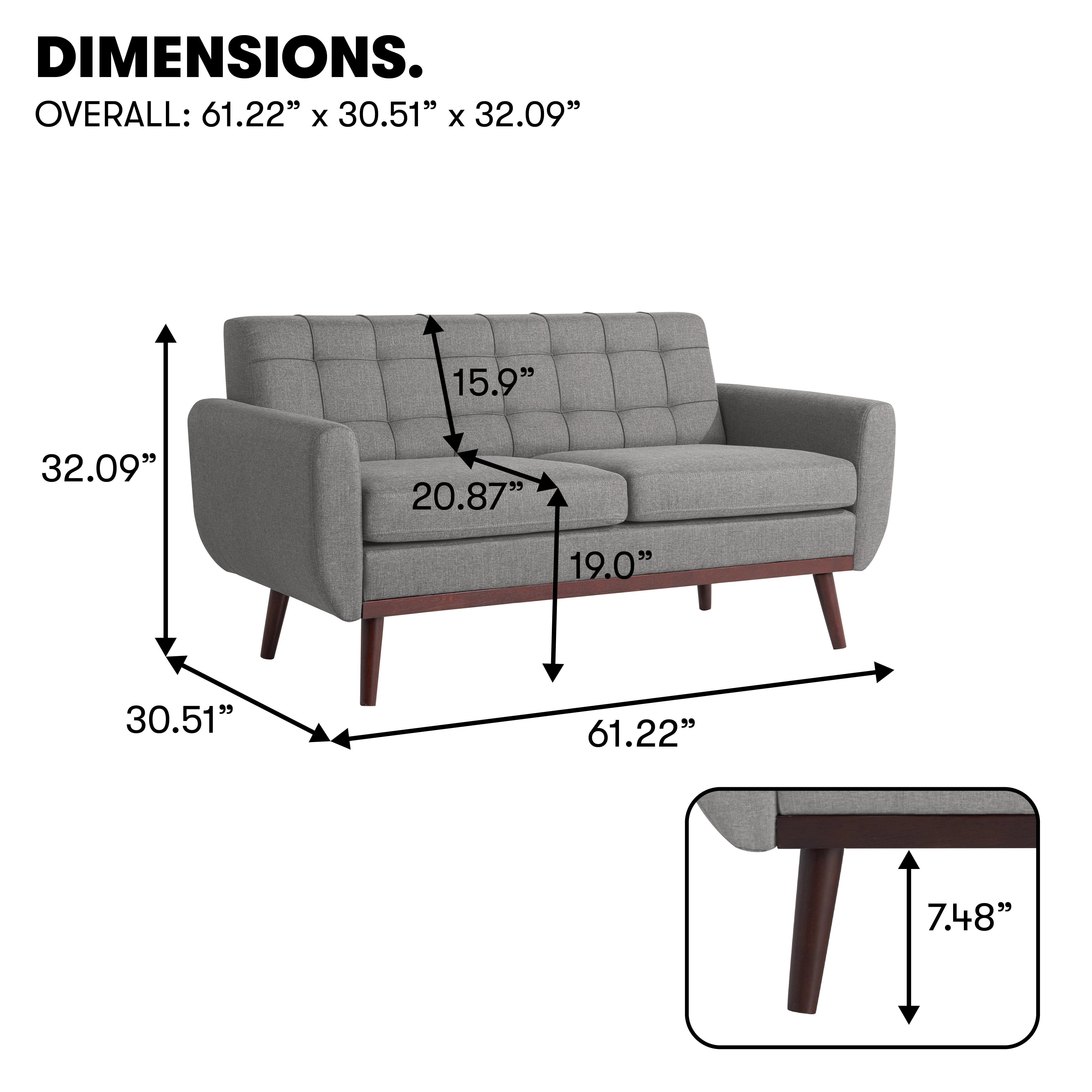 Serta Connor Modern Stationary Sofa, Grey Fabric - Image 2