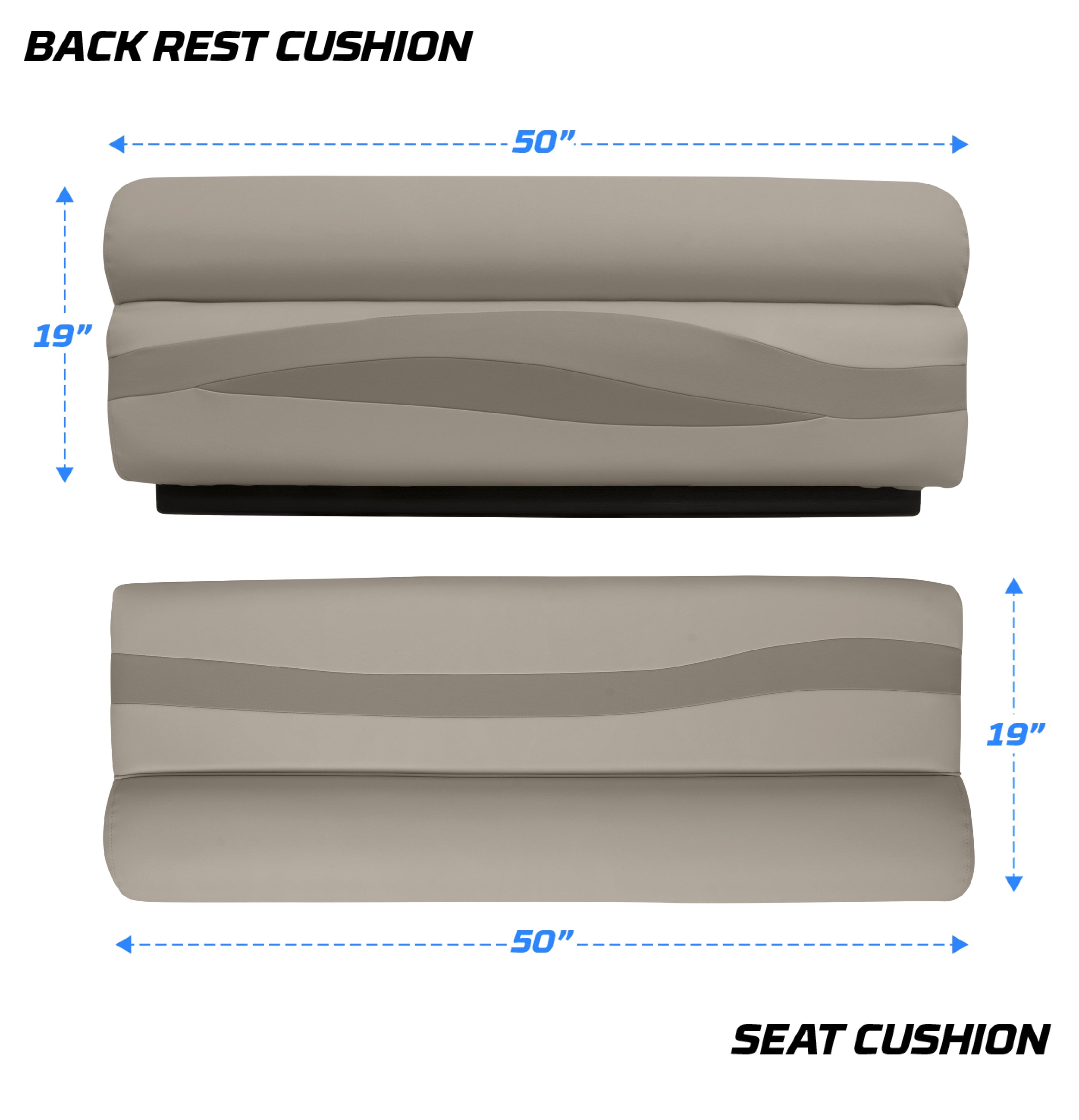 Wise BM1145-1749 Premier Series Pontoon 50" Bench Cushion Set - Mocha Java / Mushroom / Cafe - Image 9