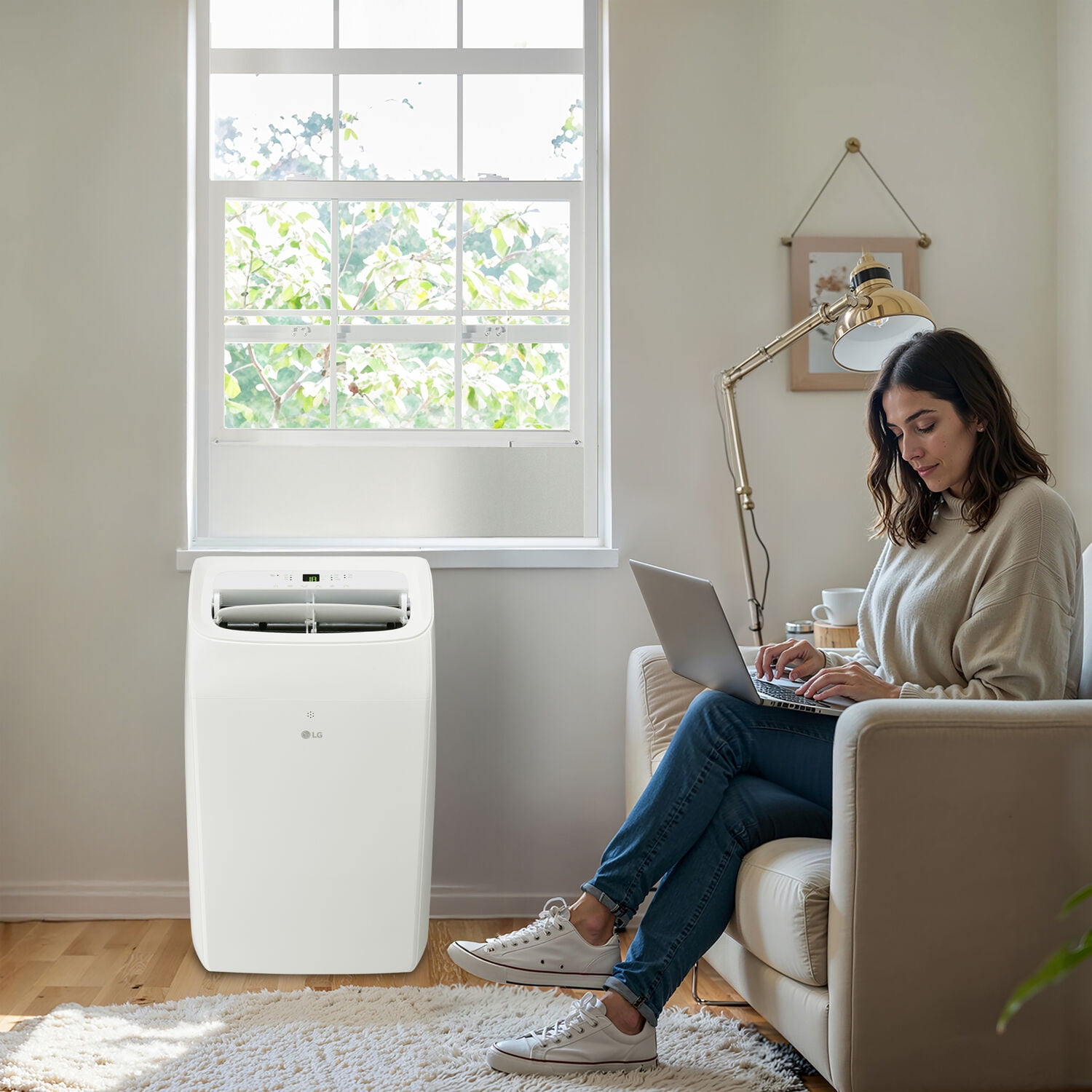 LG 12,000 BTU (DOE) 450 Sq. Ft 115-Volt Portable Air Conditioner with Heat, Dehumidifier Function and Wi-Fi Control, LP1025WHSM - Image 17