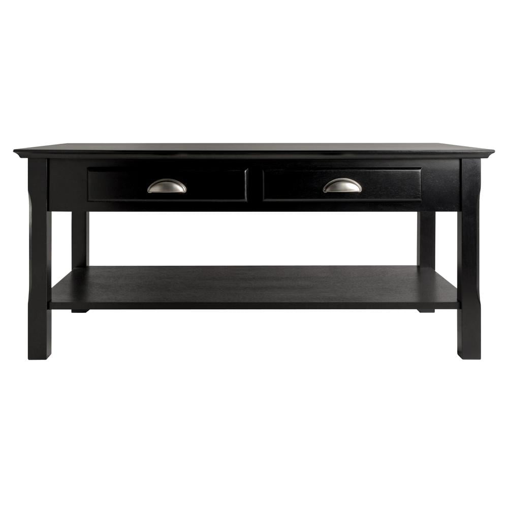 Winsome Wood Timber Coffee Table with Two Drawers, Black Finish - Image 3