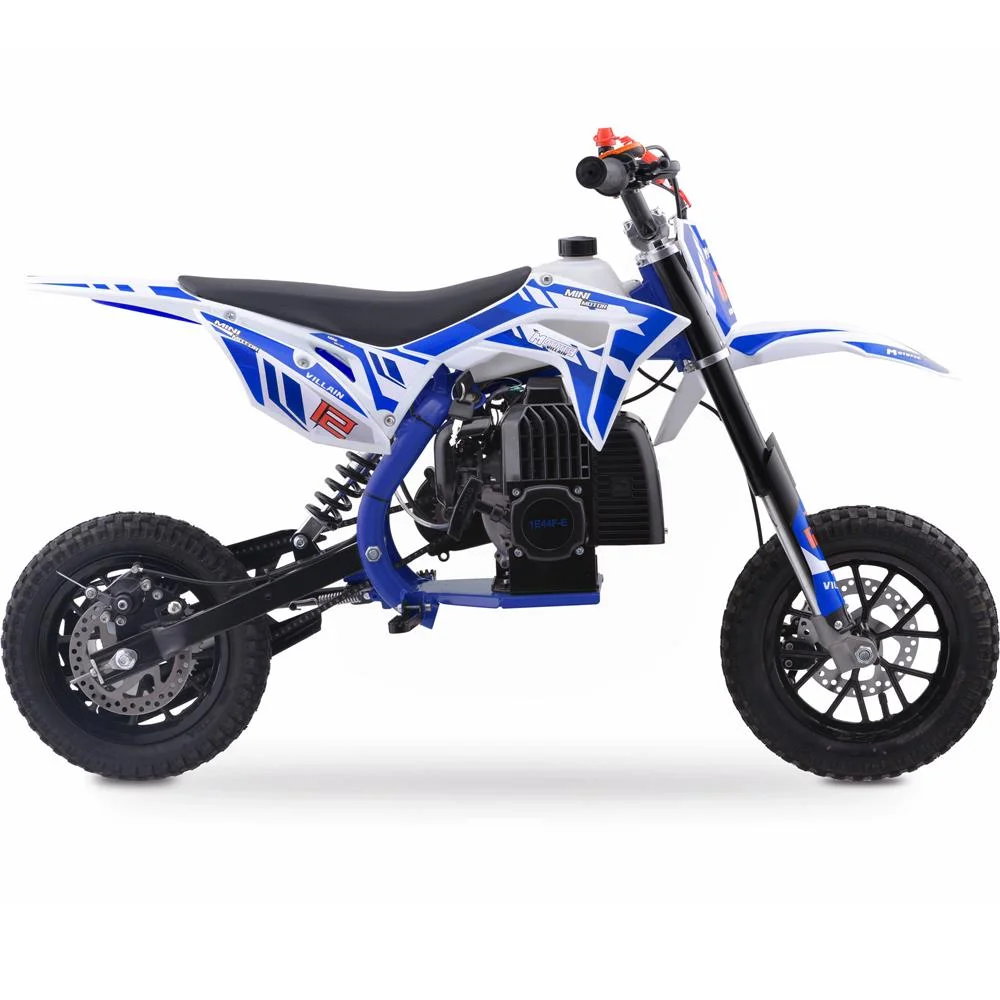 MotoTec Villain 52cc 2-Stroke Kids Gas Dirt Bike Blue - Image 5