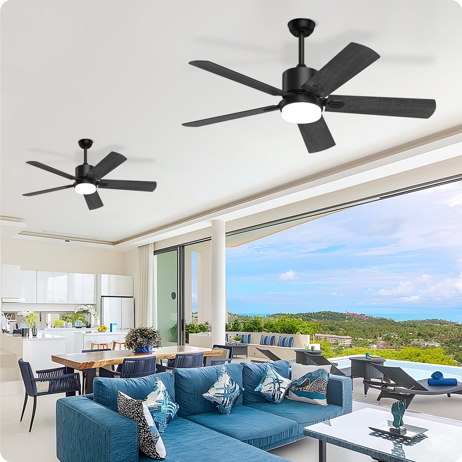 SKEVEN 52'' Ceiling Fan with Light and Remote Control, 6-Speed Reversible DC Motor, 5 Wood Fan Blades,Black - Image 6