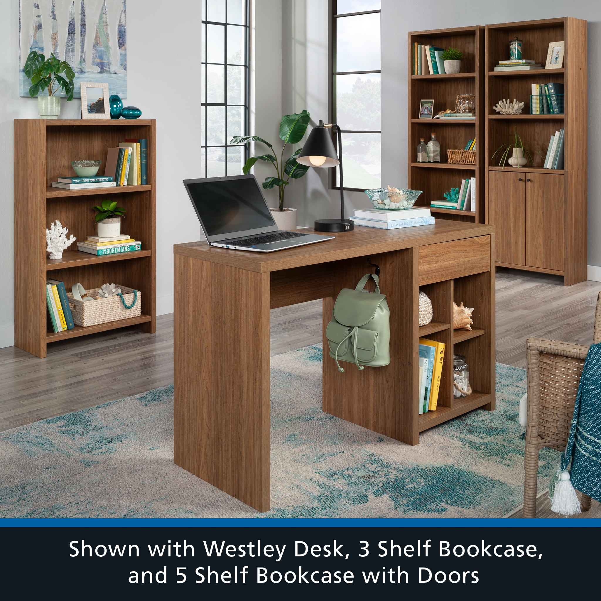 Mainstays Westley 5 Shelf Bookcase, Walnut Finish - Image 15