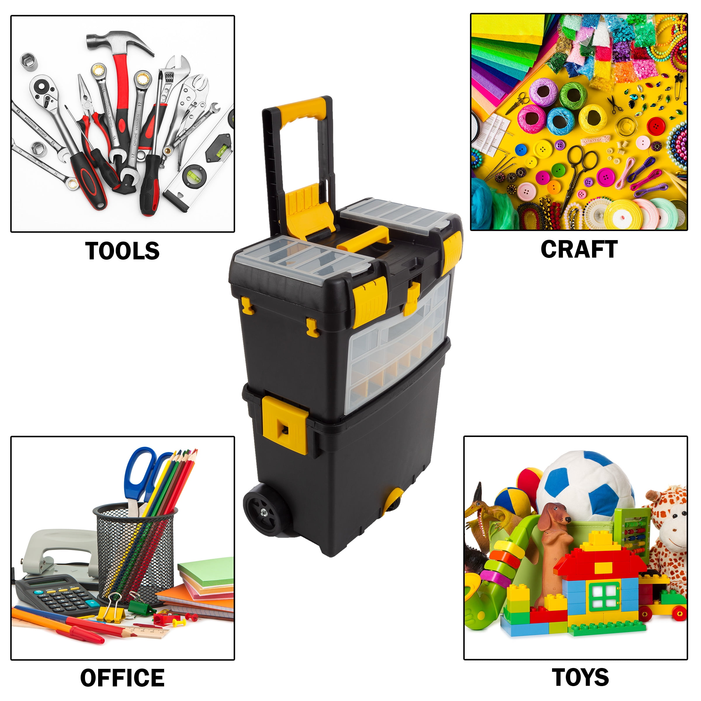 Stalwart Portable Toolbox with Wheels, Comfort Grip, and Drawers (Black) - Image 2