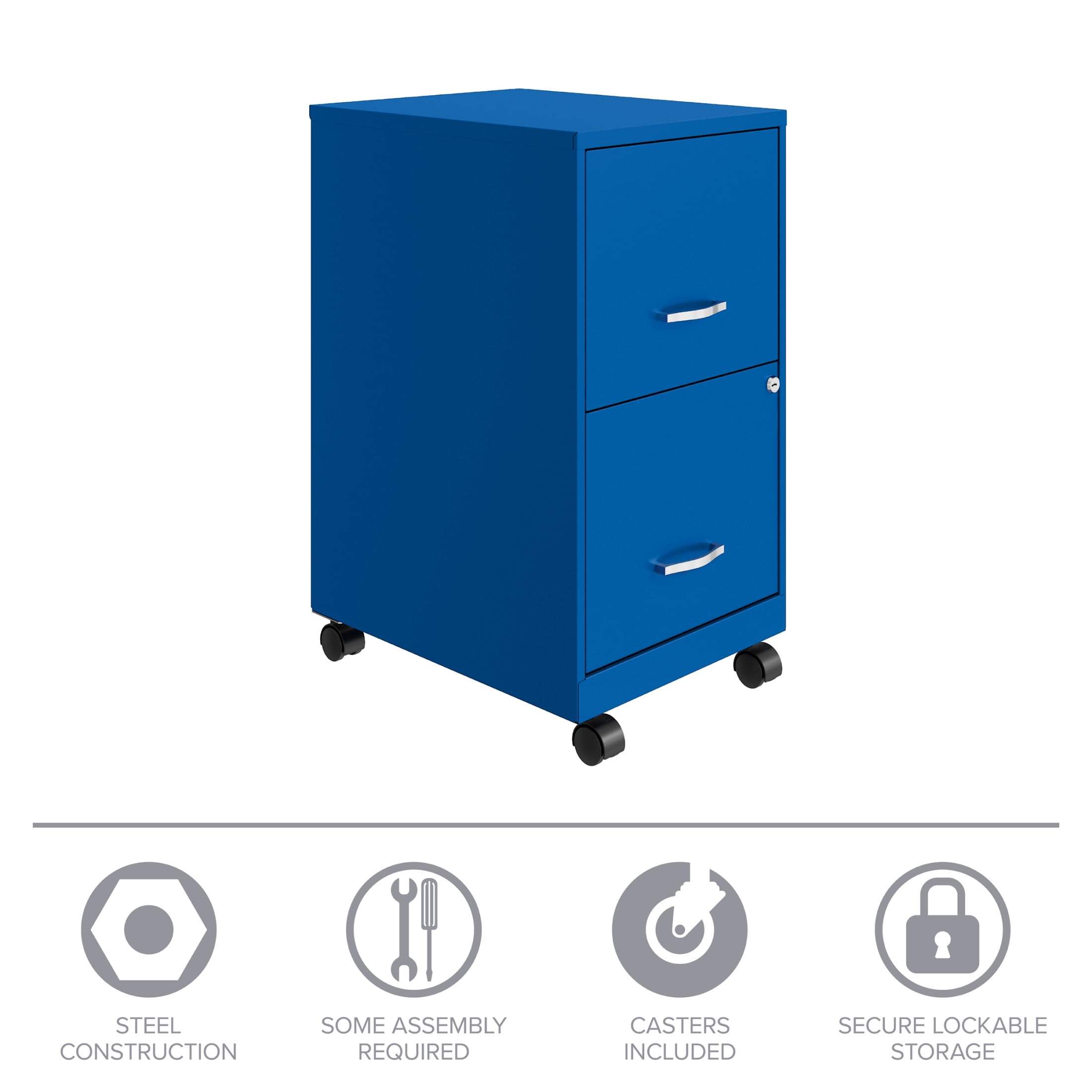 Space Solutions 18" Deep 2 Drawer Mobile Letter Width Vertical File Cabinet, Blue - Image 7