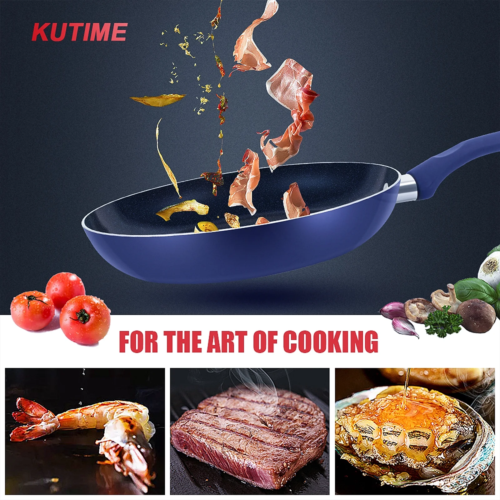 Scafild | 6-Piece Aluminum Nonstick Ceramic Cookware Set - Drill Blue - Image 4