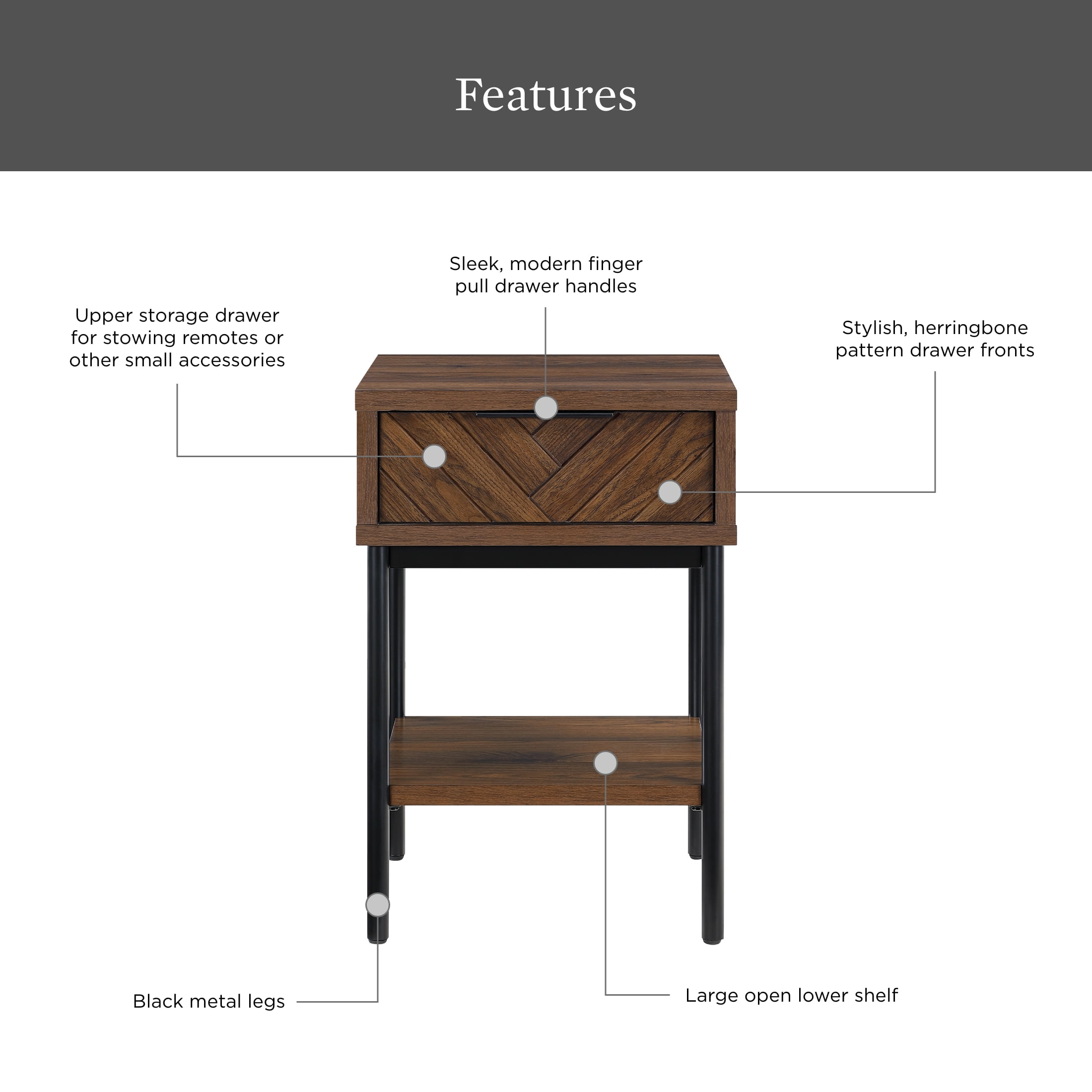 Better Homes & Gardens Wyatt Geo End Table, Walnut Finish - Image 7