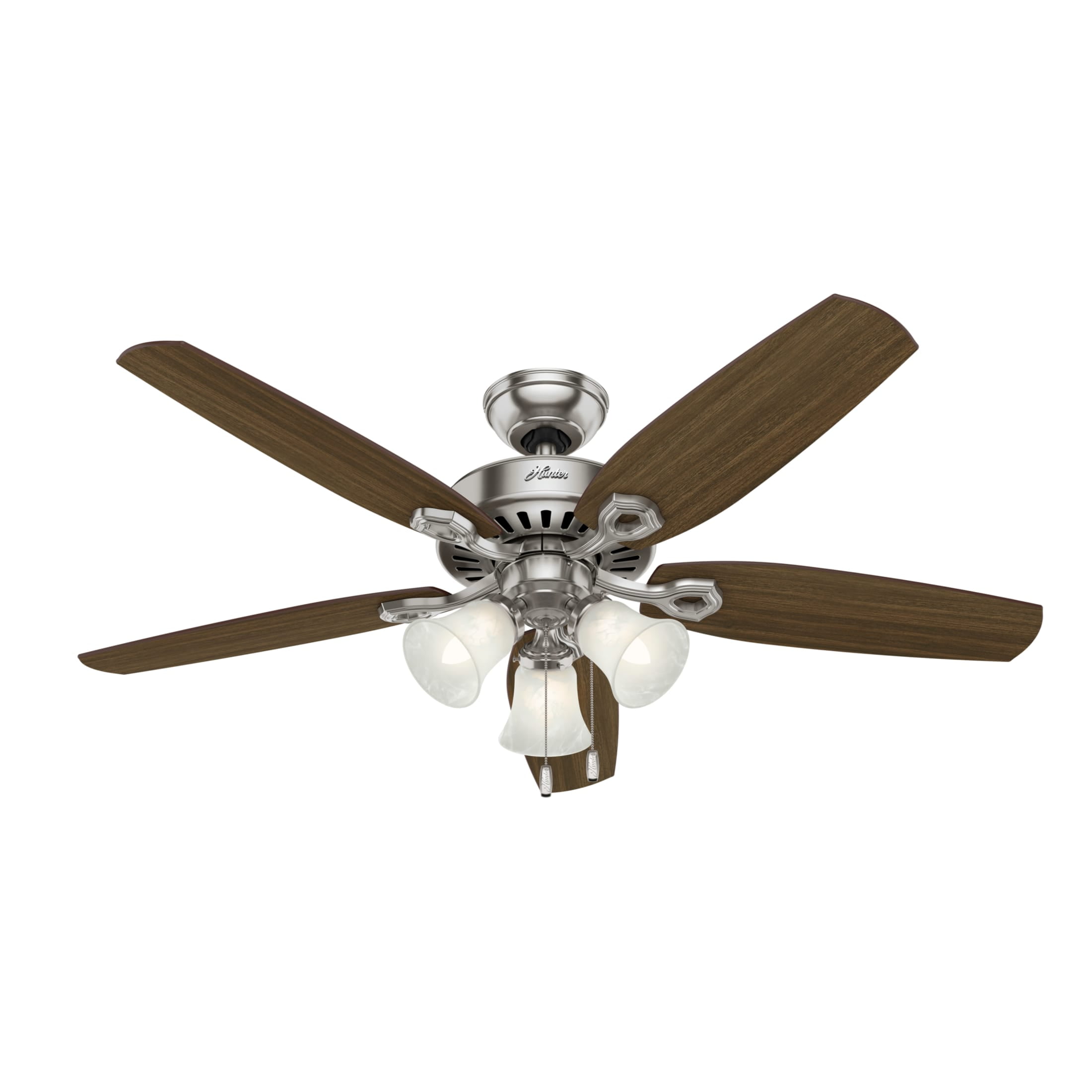 Hunter - Builder Indoor Ceiling Fan With Light, 52-inch, Brushed Nickel, Traditional-style, 3-speed WhisperWind Motor, 53237, for Living Rooms, Bedrooms - Image 5