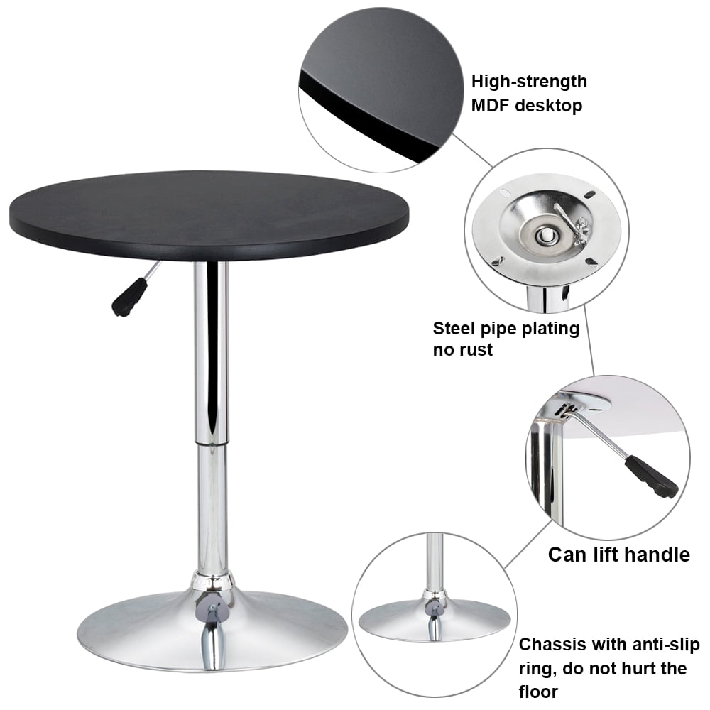 Renwick 27.5"- 36" Adjustable Pub Round Table with 360° Swivel for Bistro Cafe, Black Top - Image 5