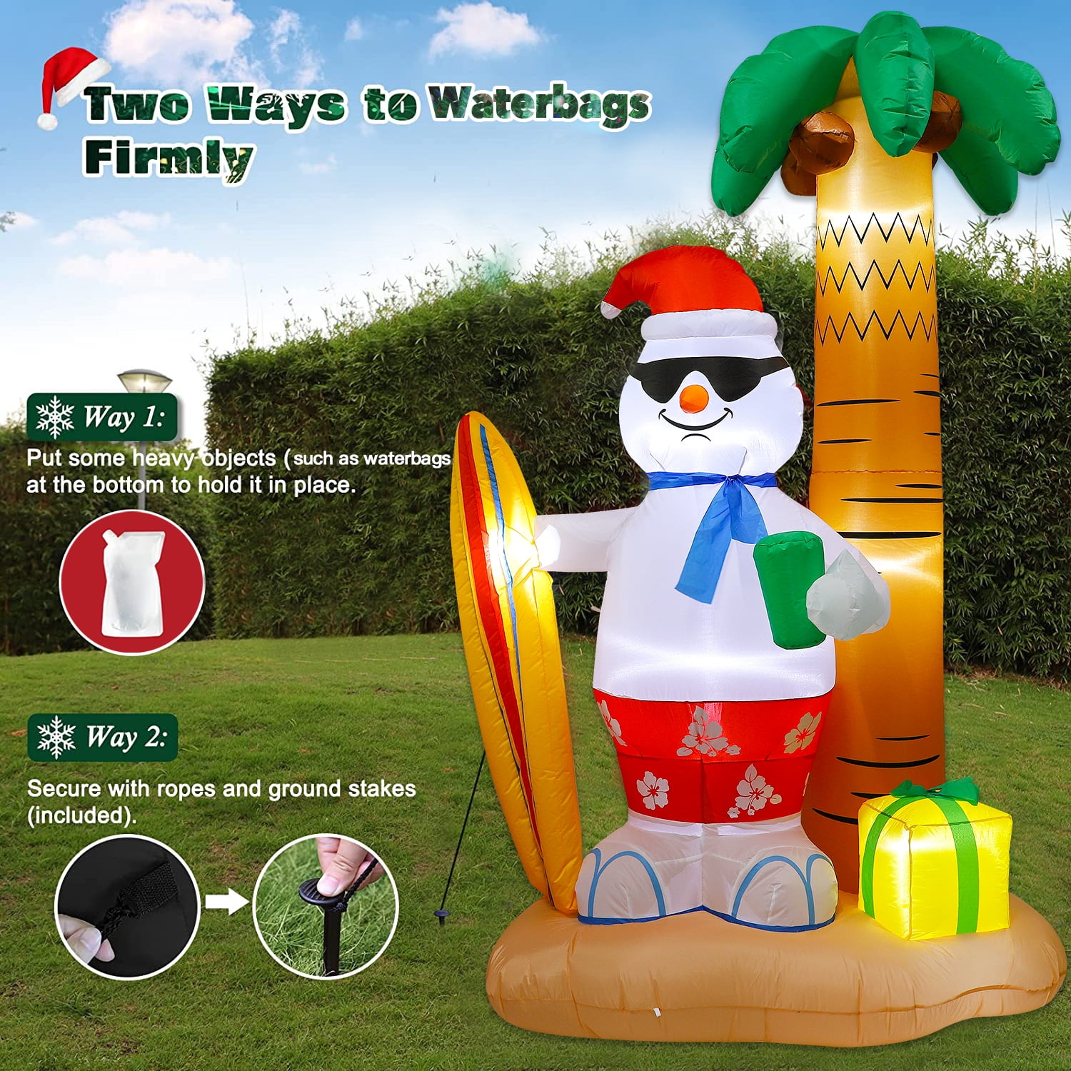 8 ft Christmas Inflatables, Outdoor Snowman upgraded Blow Up Decoration with LED Lights for Yard/Holiday/Christmas/Party/Garden - Image 2