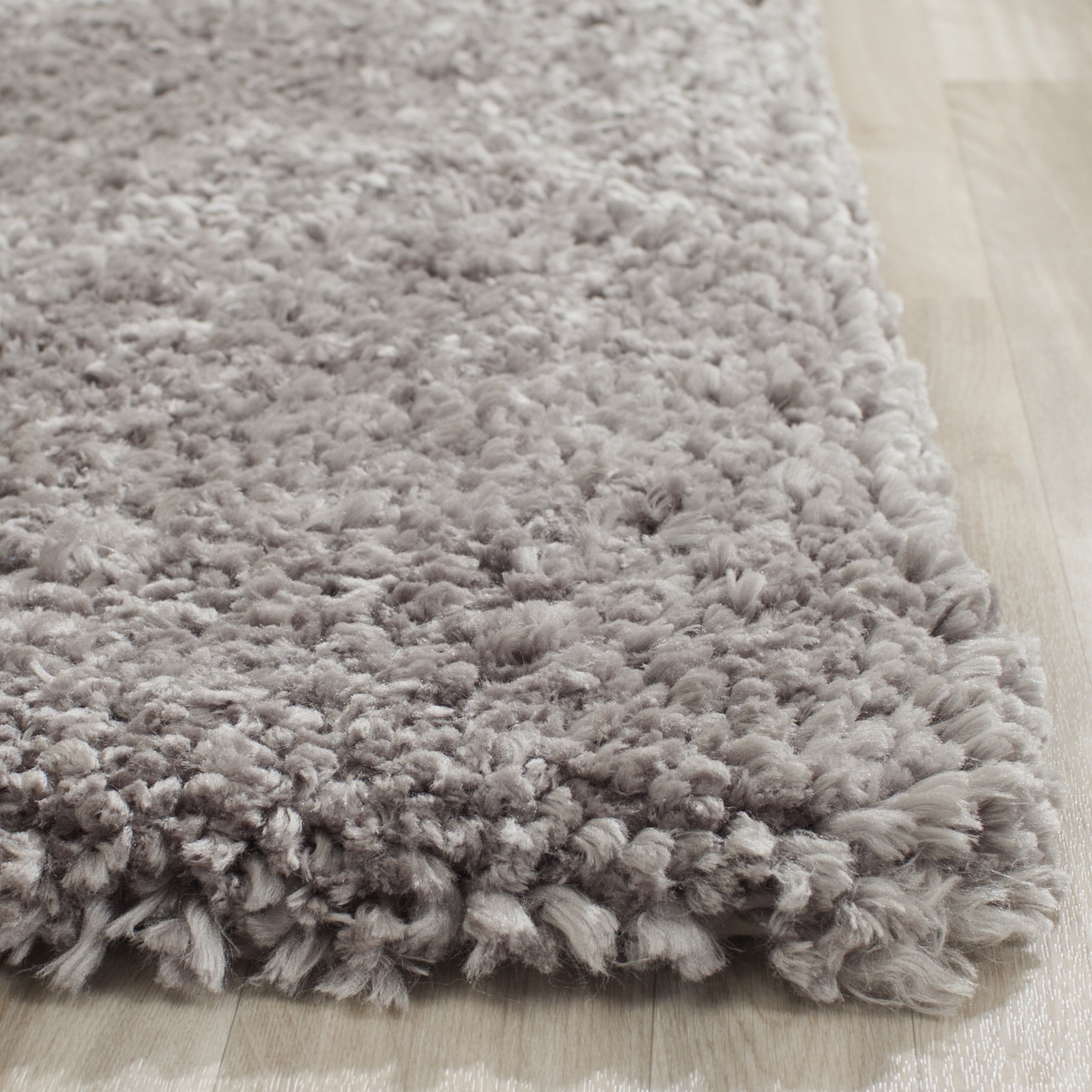 SAFAVIEH Popcorn Solid Polyester Shag Area Rug, Silver, 3' x 5' - Image 2