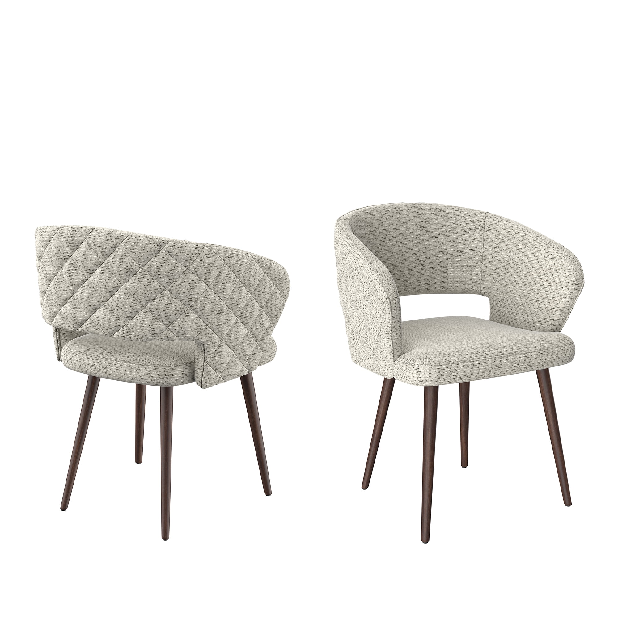 Ottomanson Palermos Mid Century Modern Easy Assembled Kitchen Dining Chair, Beige, Set of 2 - Image 4