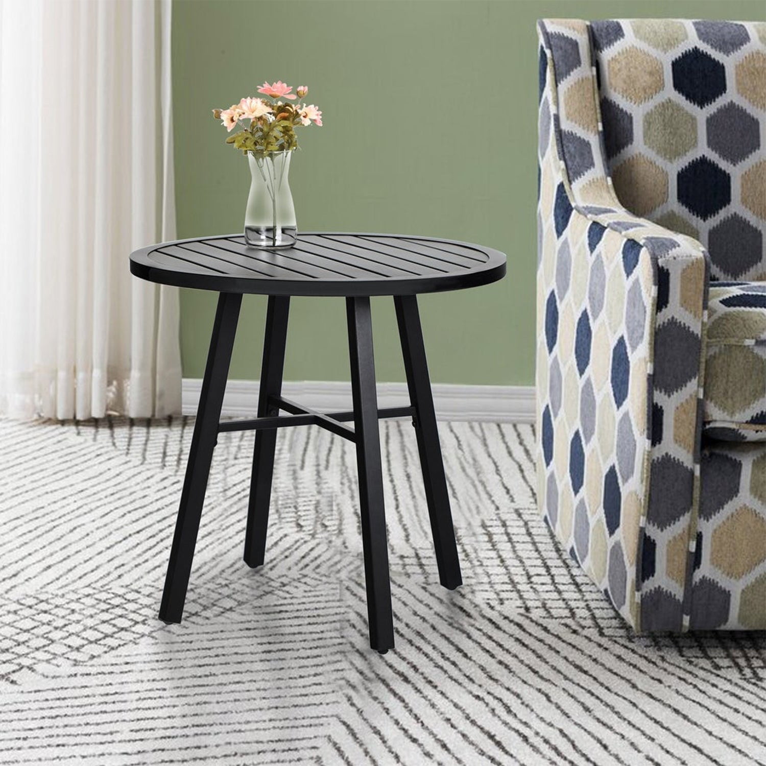 MF Studio 3-Piece Metal Patio Bistro Set Outdoor Accent Conversation Furniture for Yard, Porch and Garden, Black - Image 12