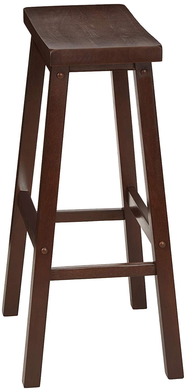 Mainstays Indoor 29" Counter Height Backless Saddle Wood Stool Set of 2 In Walnut - Image 5