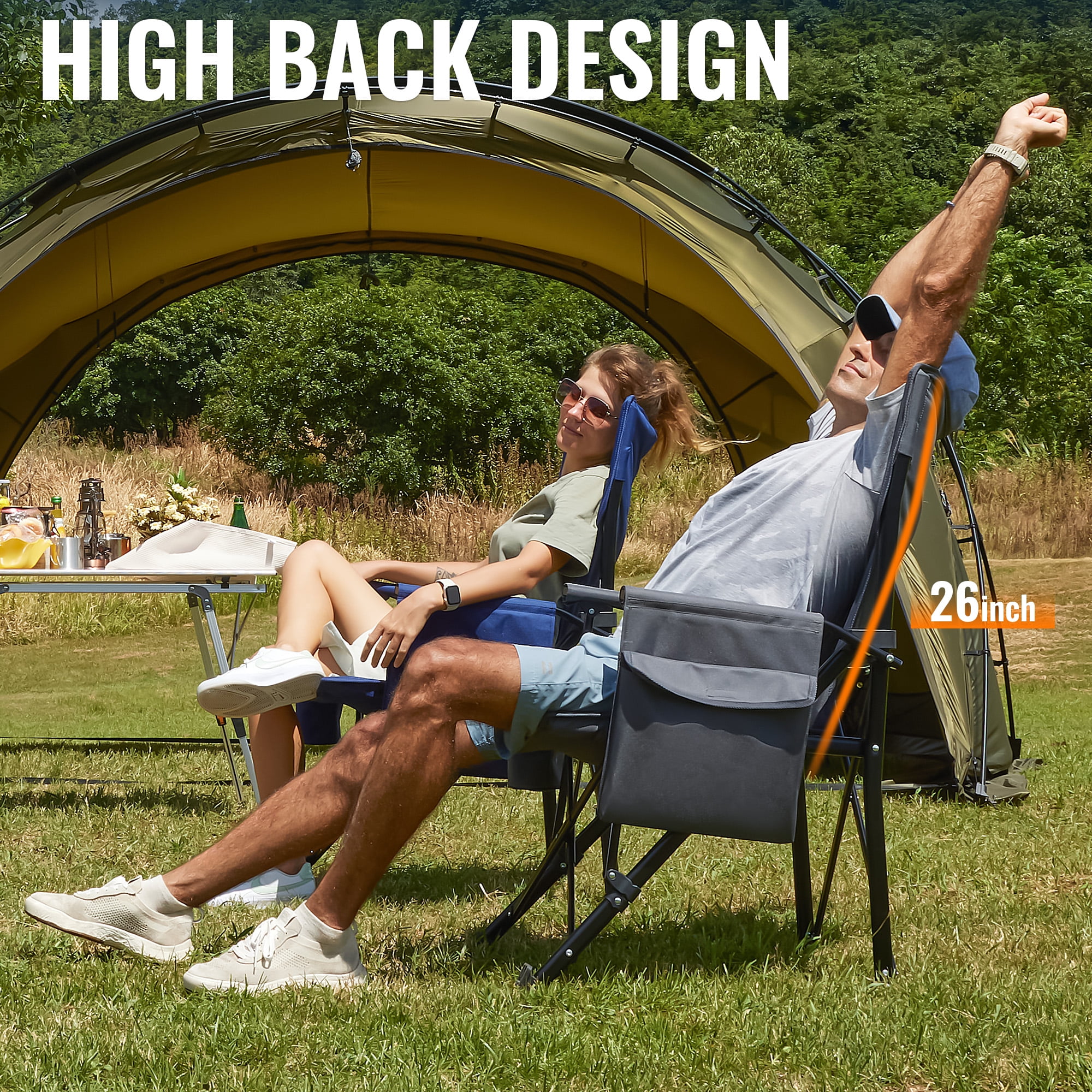 OuterSpa Oversized Camping Chair Big and Tall Camping Chair Compact Portable Camping Chair with Carry Bag High Back Padded Camping Chair Comfortable Heavy Duty Camping Chair, Support 500 lbs - Image 6