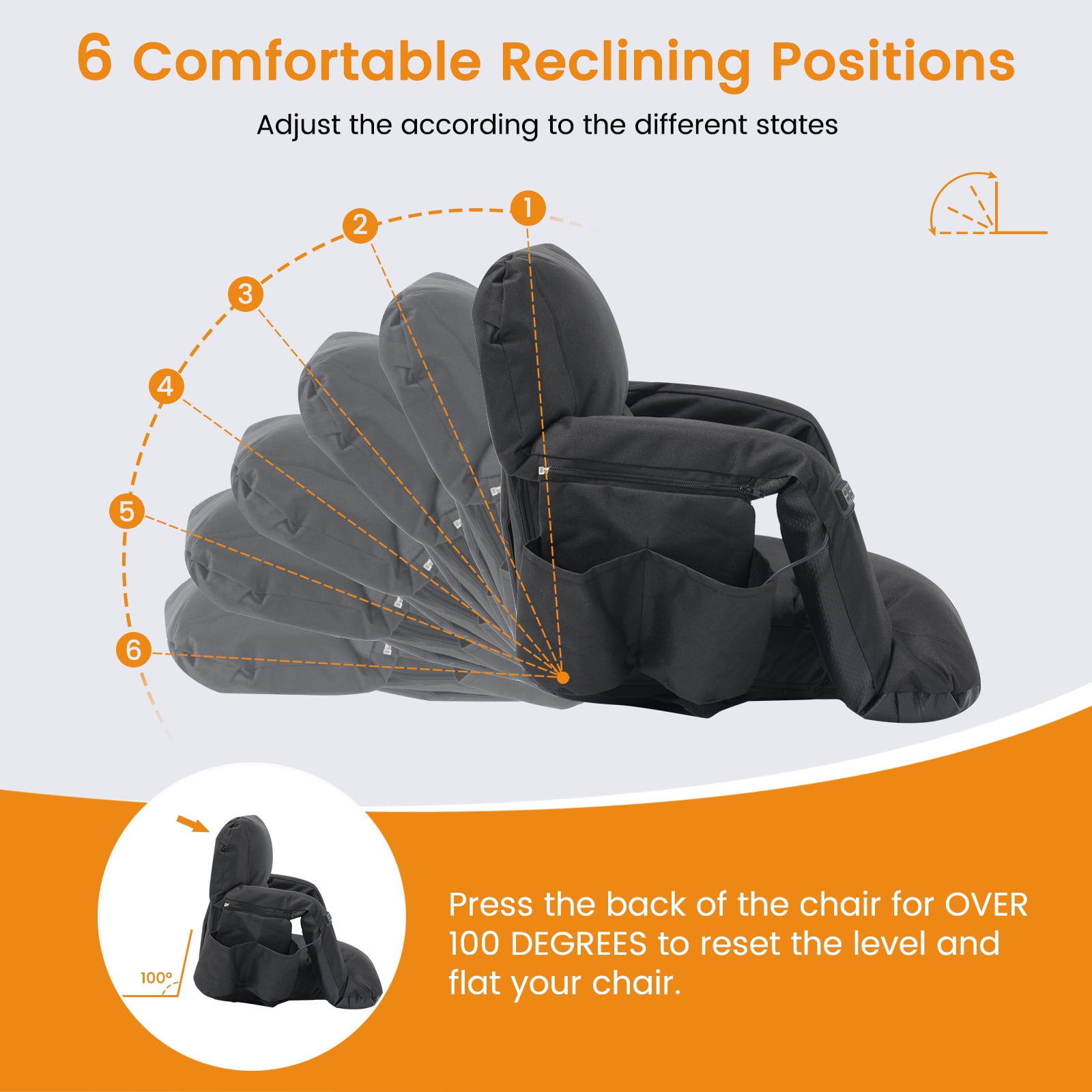 Slsy Dual-Sided Heated Ion Stadium Seats for Bleachers with Back & Arm Support and Wide Cushion, Extra Portable 6 Reclinng Positions Bleacher Seat for Outdoor Camping Games Sports - Image 5