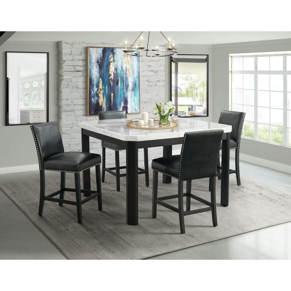 Belen Kox Picket House Furnishings Pia Faux Leather Counter Height Side Chair Set in Black - Image 2