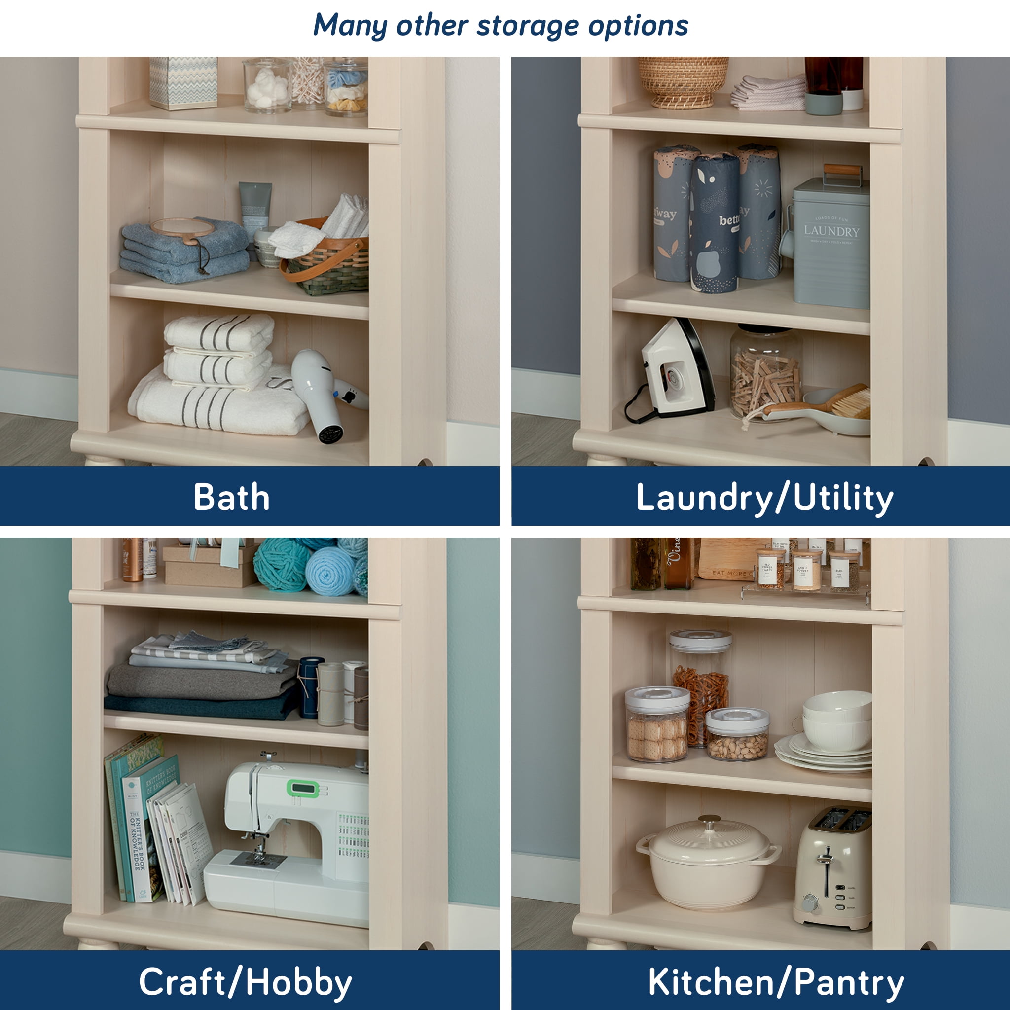 Sauder Harbor View 5 Shelf Bookcase, Antiqued White Finish - Image 7