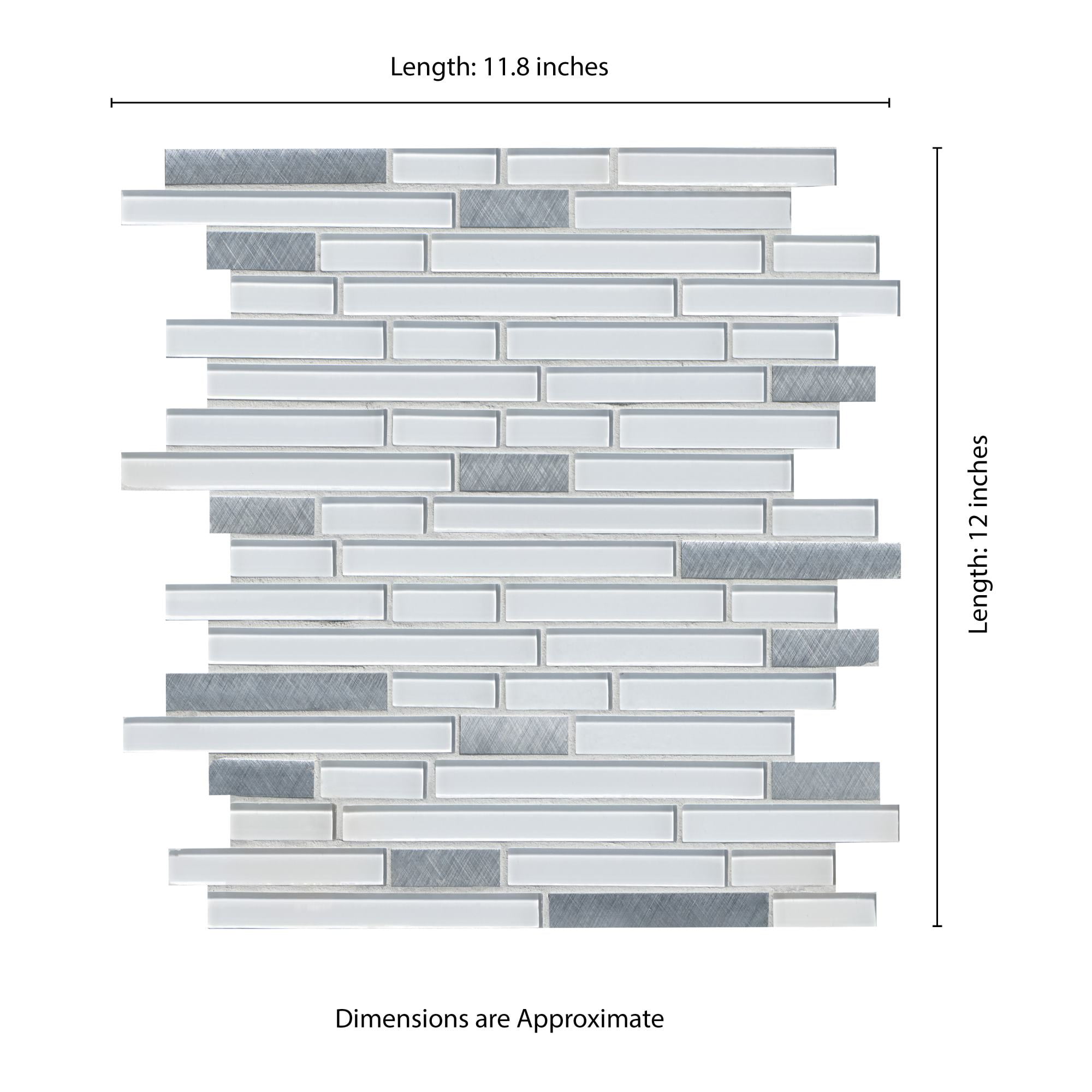 Lucid Sky Interlocking 11.81 in. x 12 in. x 4mm Glass Metal Mesh-Mounted Mosaic Tile (19.6 sq. ft. / case) - Image 4