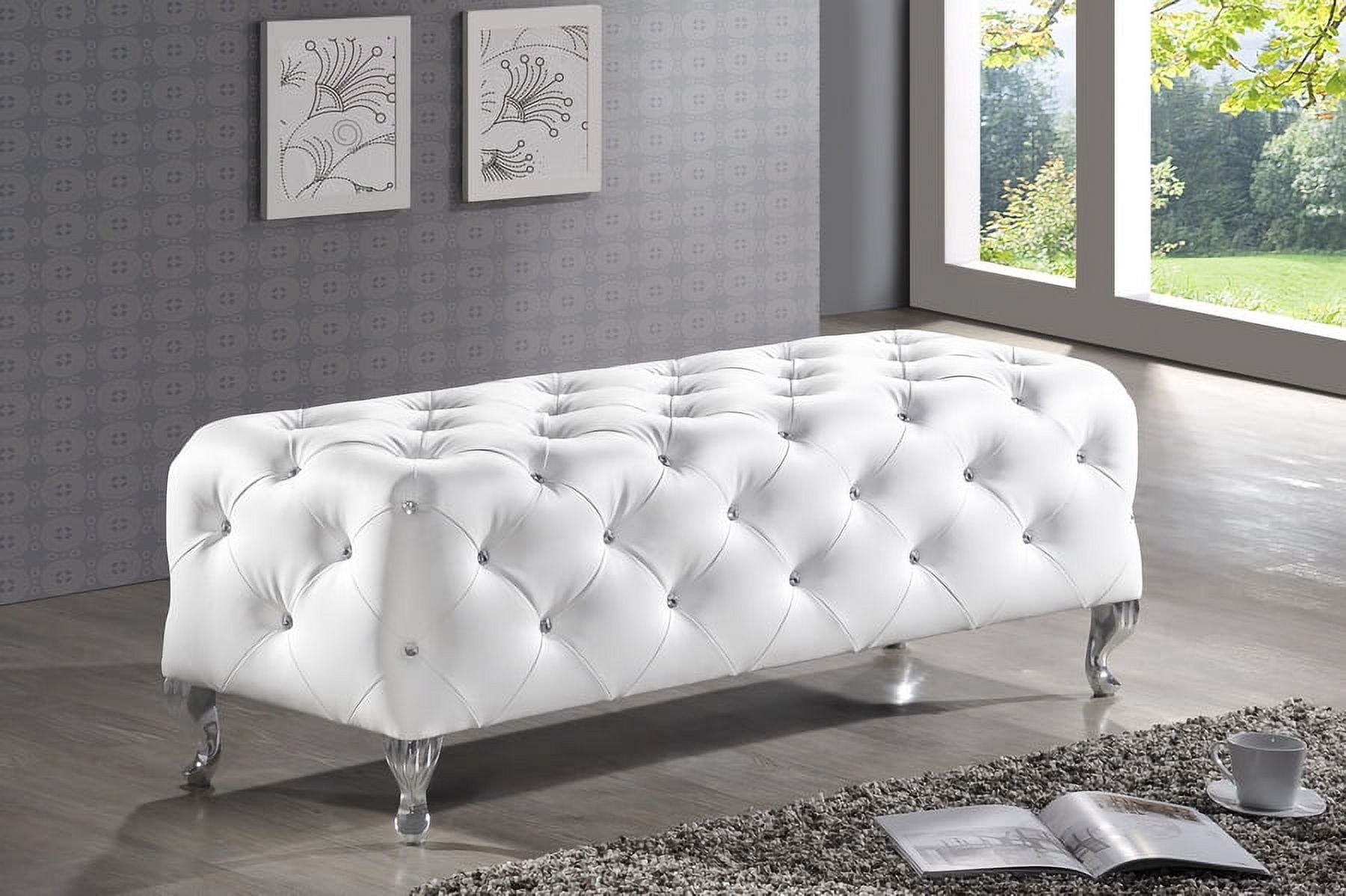 Baxton Studio Stella Crystal Tufted Leather Modern Bench, Multiple Colors - Image 6