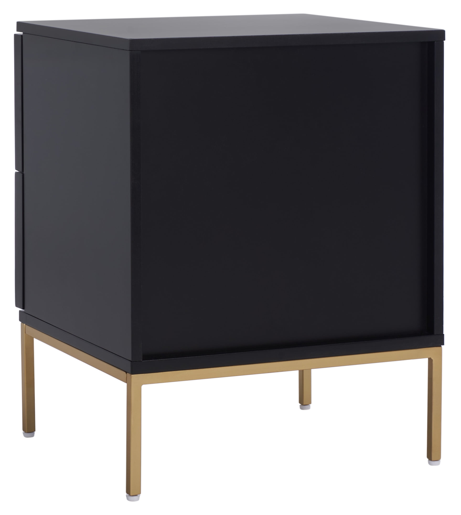 SAFAVIEH Zadie 2 Drawer Rattan Nightstand, Black w/ Natural Rattan/Gold Legs - Image 14