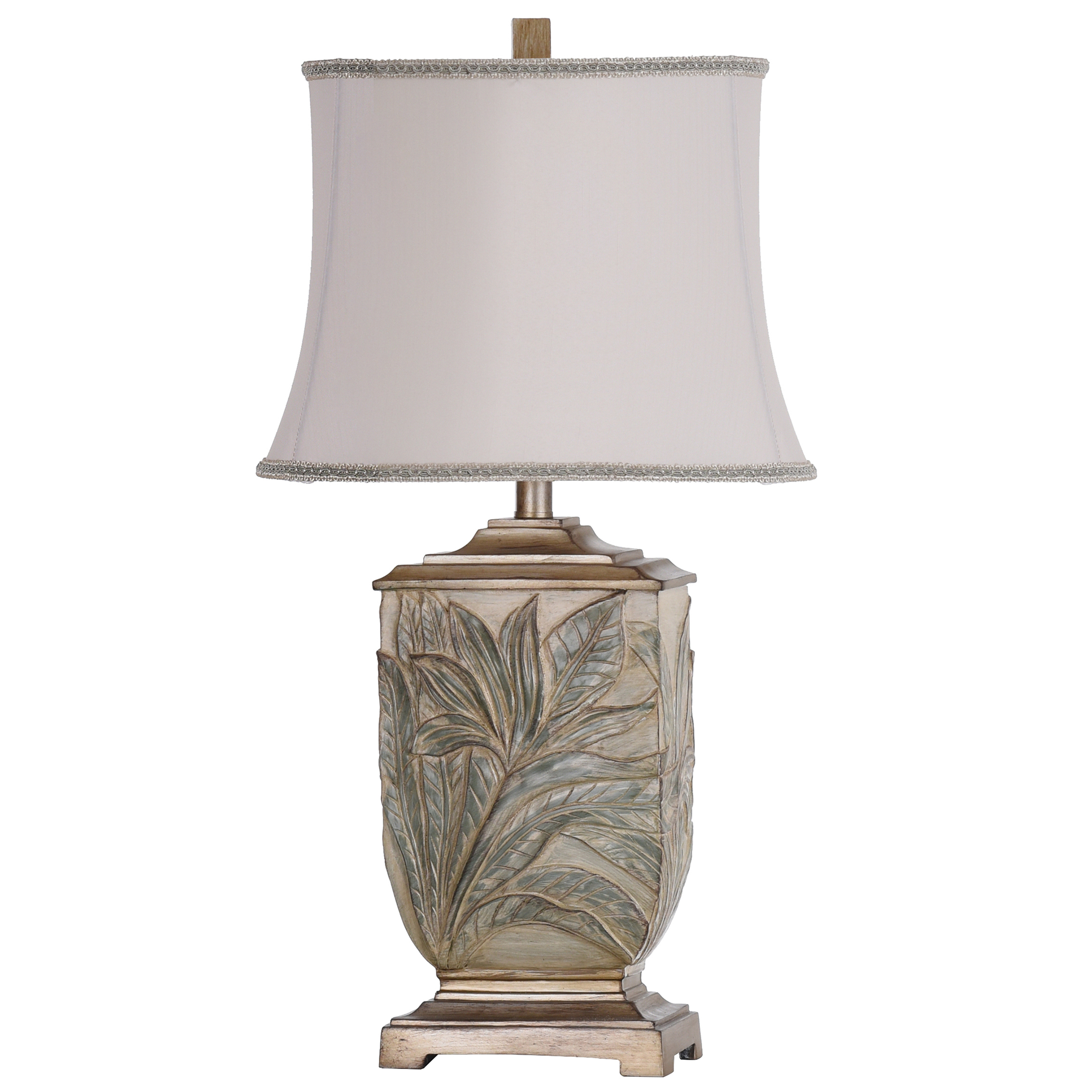 Bellevue Table Lamp - White With Brass Accents - Ivory Fabric Shade - Image 6