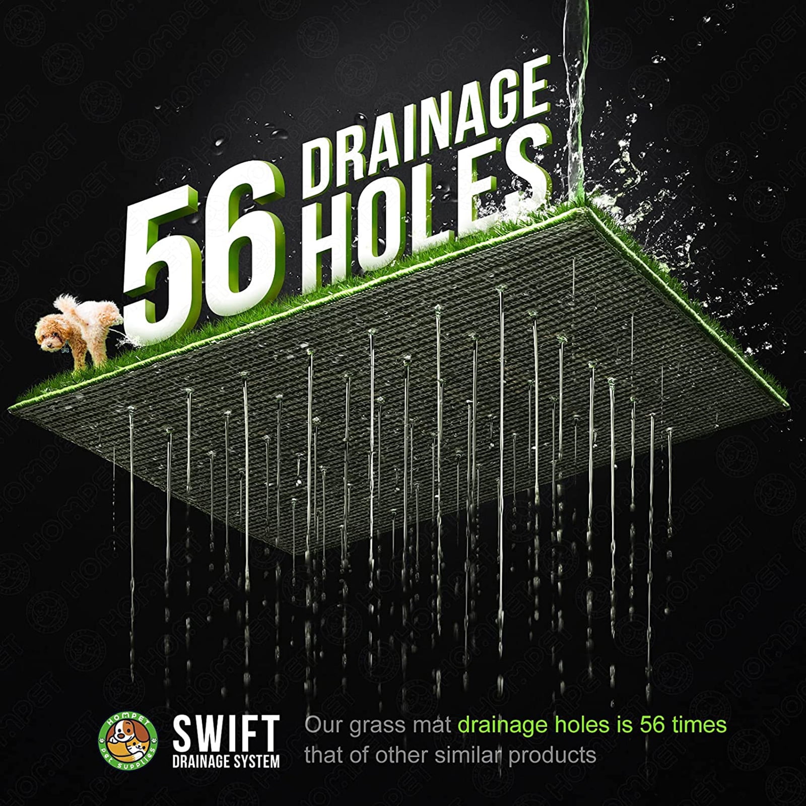 Hompet Dog Potty with Tray Large 30''x20'', Artificial Grass Patch for Indoor and Outdoor Use, Puppy Turf Grass Pad Reusable Training Pads with Pee Baffle, Ideal for Medium and Small Dogs - Image 5