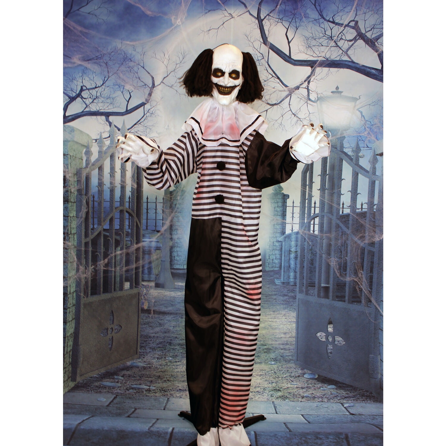 Haunted Hill Farm 75" Clown Animatronic with Lights and Sound, Halloween Decor HHCLOWN-11FLSA - Image 12