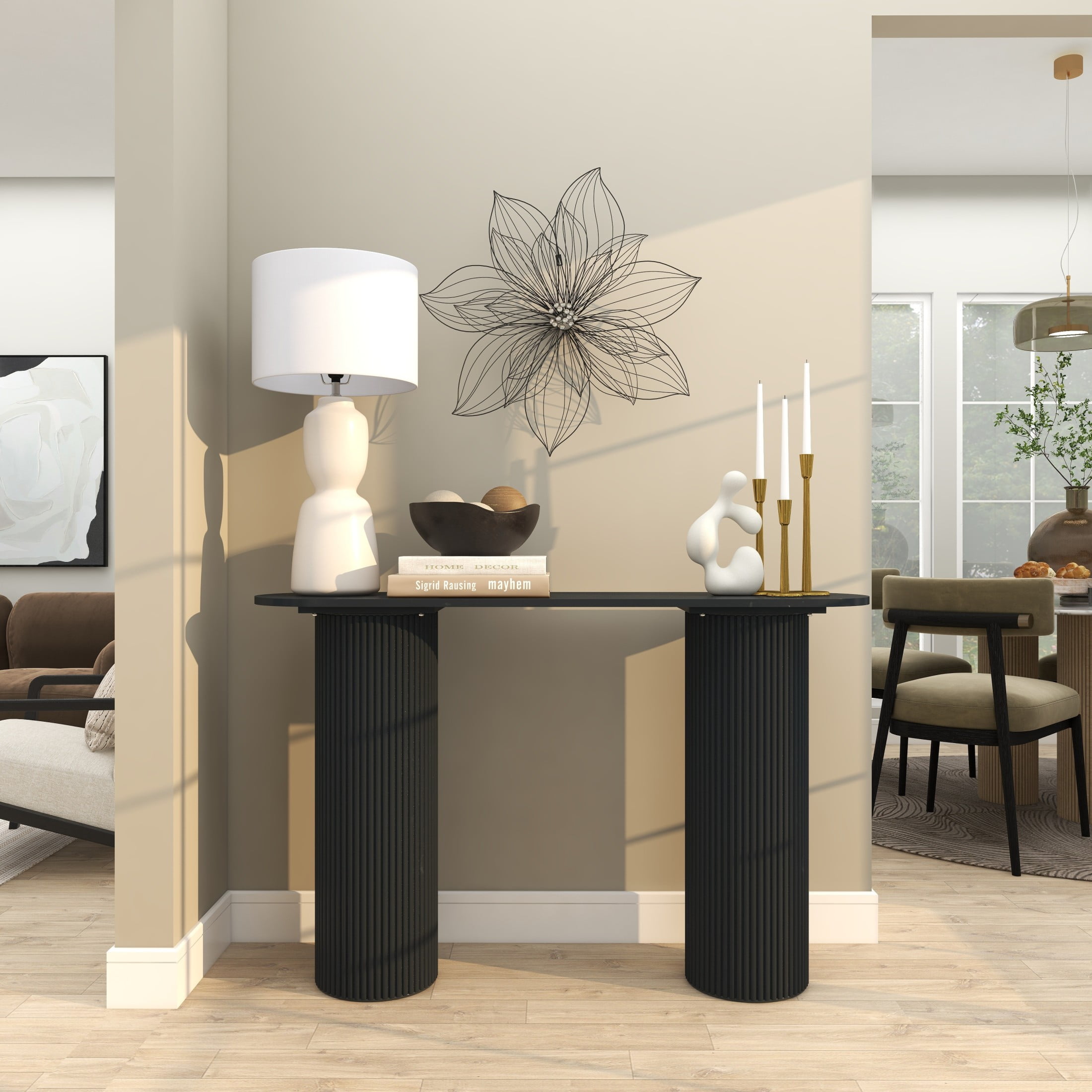 DecMode Modern Black Metal Hibiscus Flower Wall Décor with Crystal Embellshments, 26"W x 26"H - Image 8