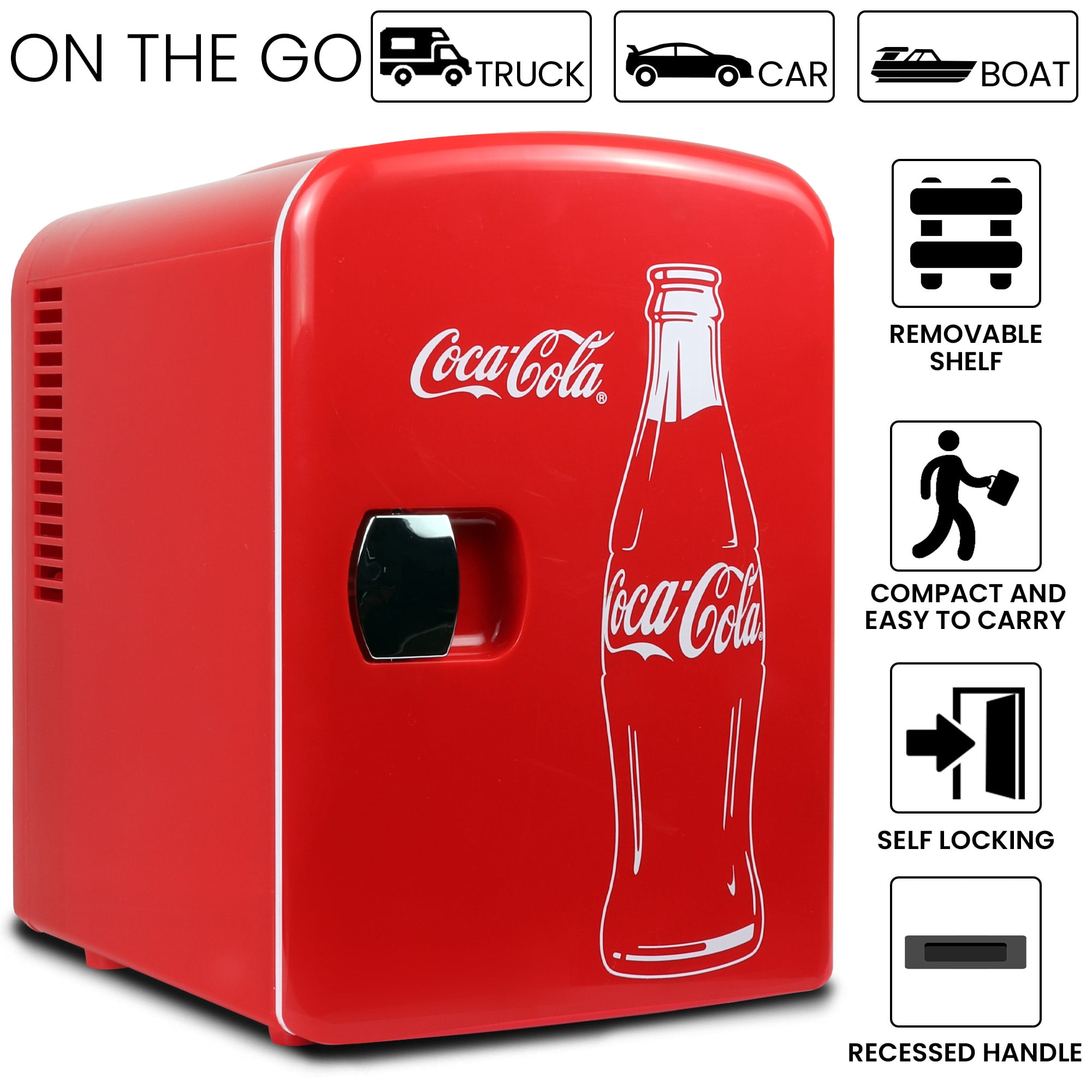 Coca‑Cola Classic Red 4L Mini Fridge Portable Mini Cooler and Refrigerator Perfect Portable Mini Cooler for Bedroom, Car and Office - Image 2