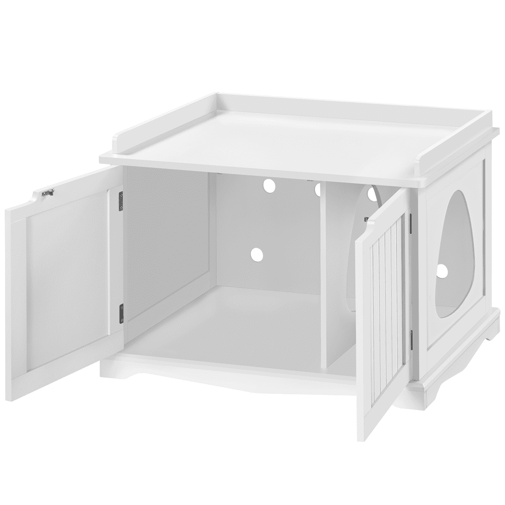 Renwick Wooden Cat Litter Box Furniture with Door, White - Image 8