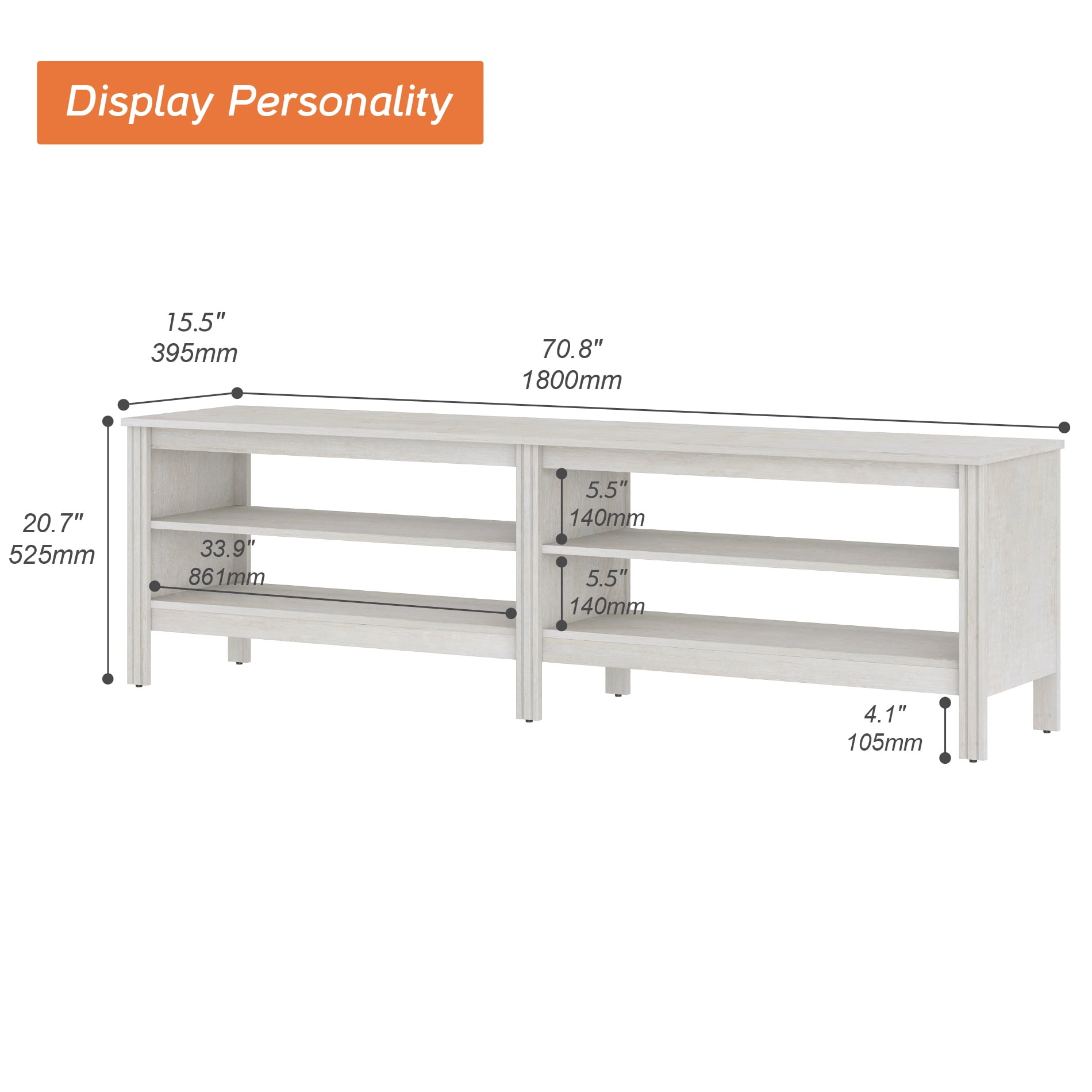 TV Stand for 75 Inch TV Stands, Media Console Entertainment Center Television Table with Open Shelves for Living Room, White 70 inch - Image 4