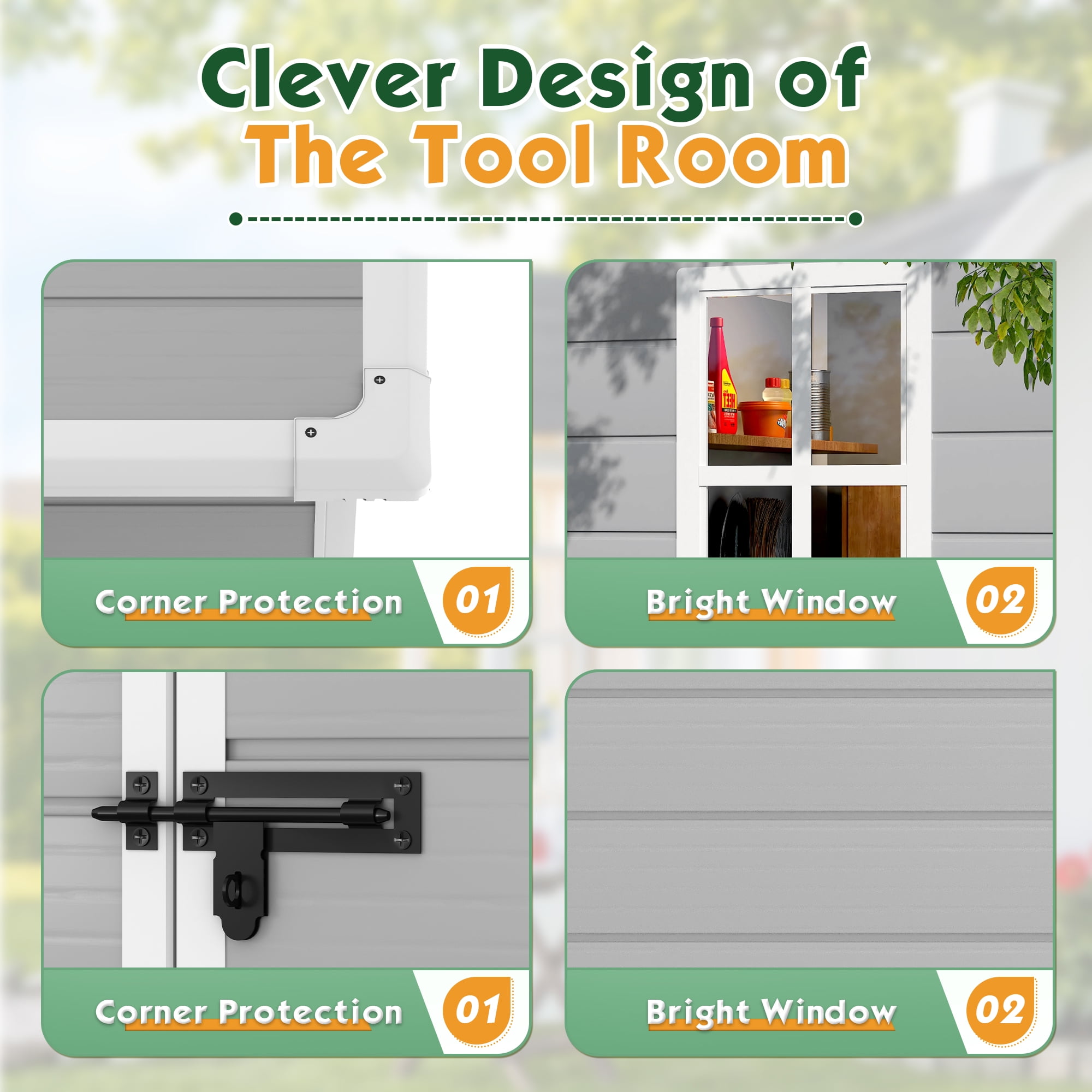 Vineego 5' x 4' Resin Weather Resistant Outdoor Storage Shed for Garden/Backyard/Pool Tool Shed, Gray - Image 6