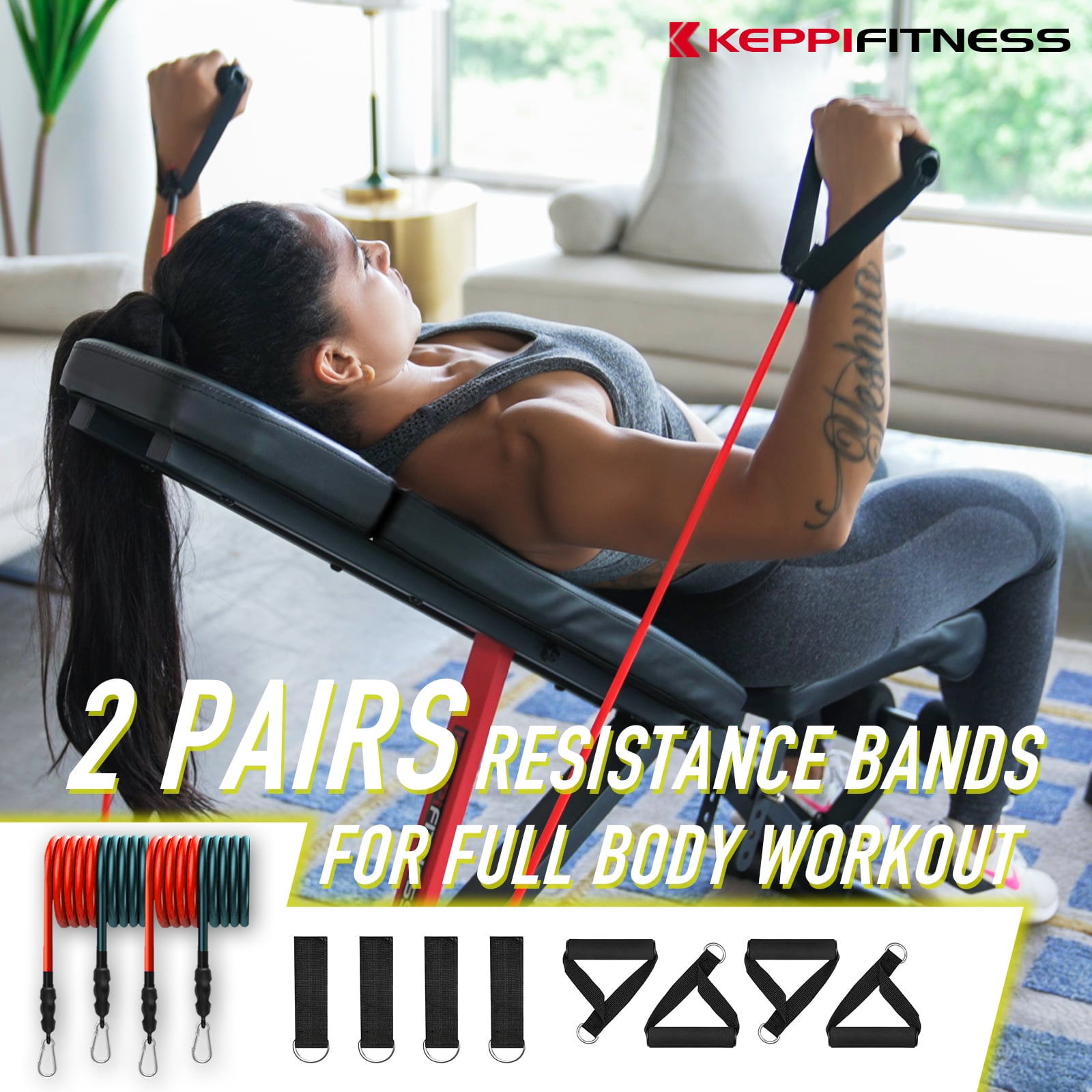 Keppi Adjustable Weight Bench for Full Body Strength Training, 900LB Foldable Workout Bench Press for Home Gym - Image 4