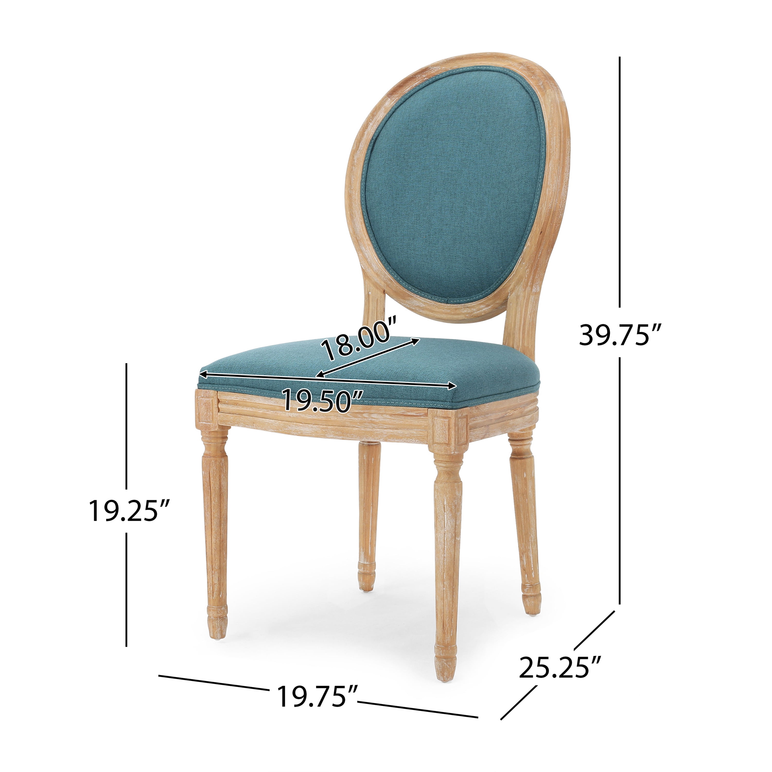Noble House Karter Indoor French Fabric Dining Chairs, Set of 4, Dark Teal - Image 2
