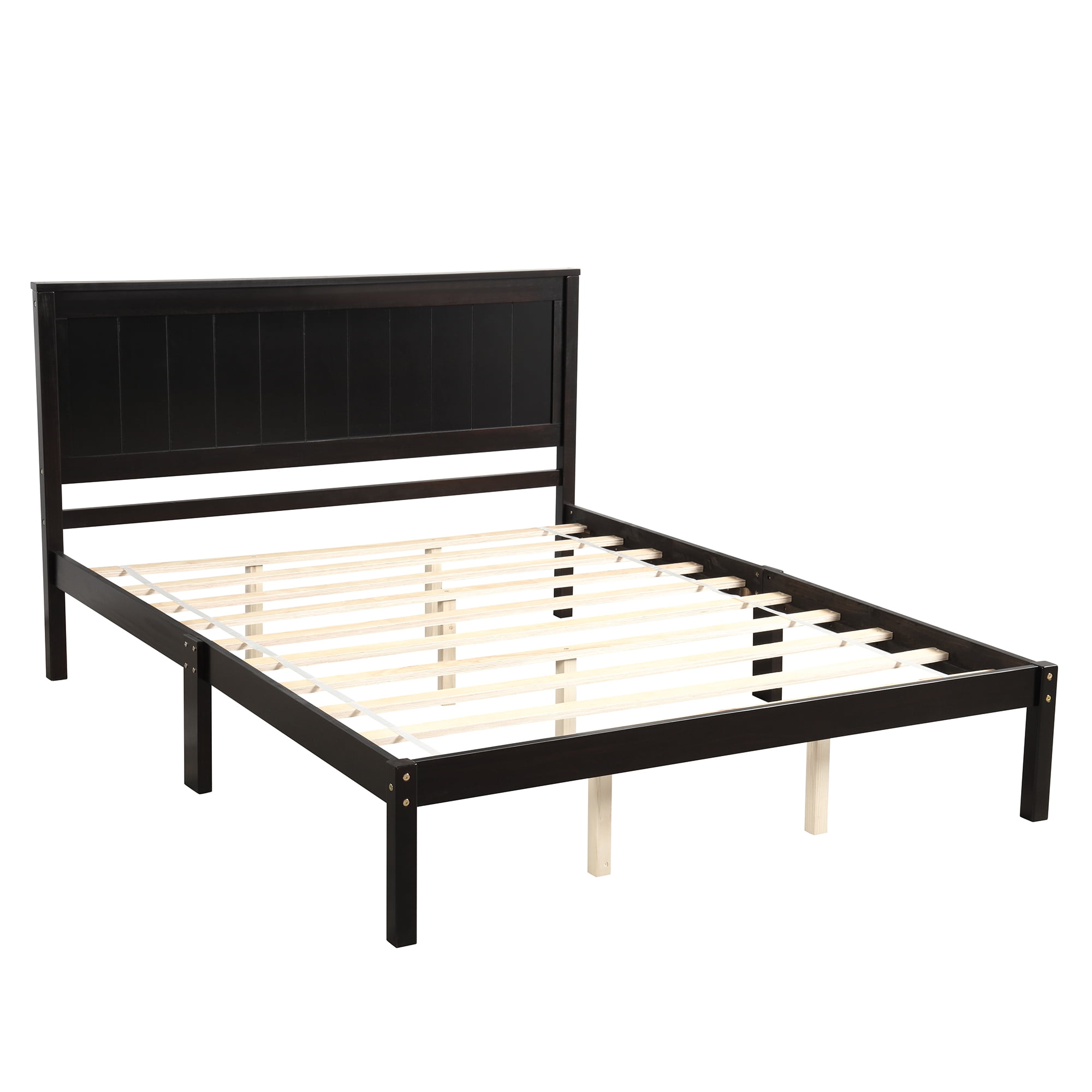 Euroco Modern Wood Platform Bed, Queen for Kids and Adults, Espresso - Image 8