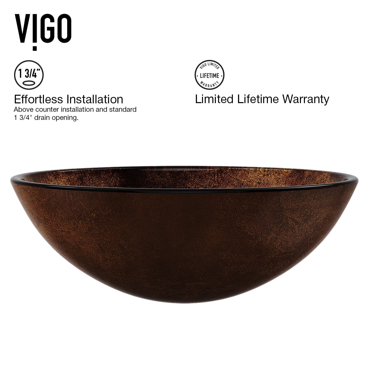 VIGO Giovanni Russet Brown Glass 17 in. L x 17 in. W x 6 in. H Round Vessel Bathroom Sink - Image 5