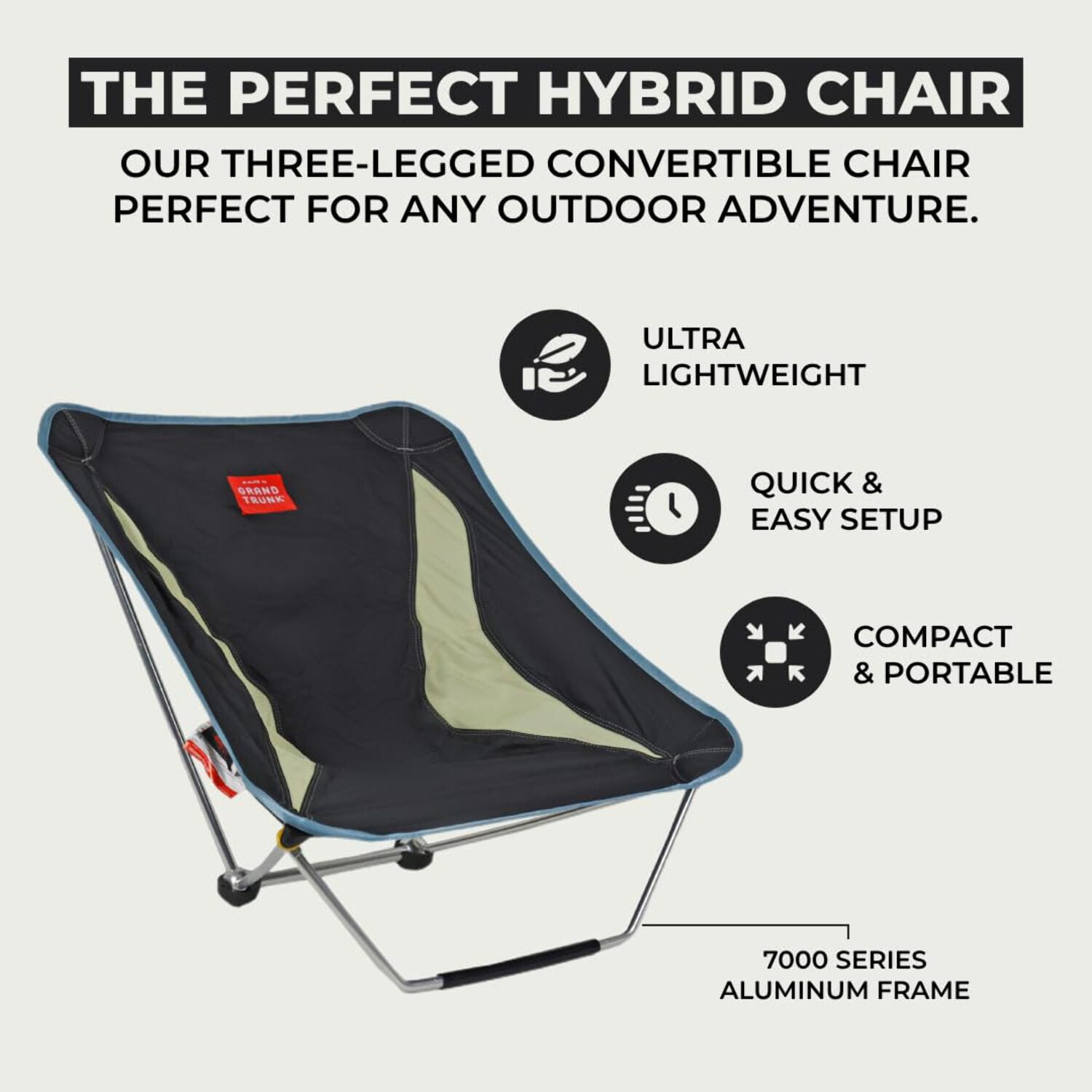 Grand Trunk Mayfly Low Profile Ground Chair – Lightweight Reclining Festival Chair with Removable Front Leg, Packs Small for Camping, Beach & Outdoor Events - Image 7