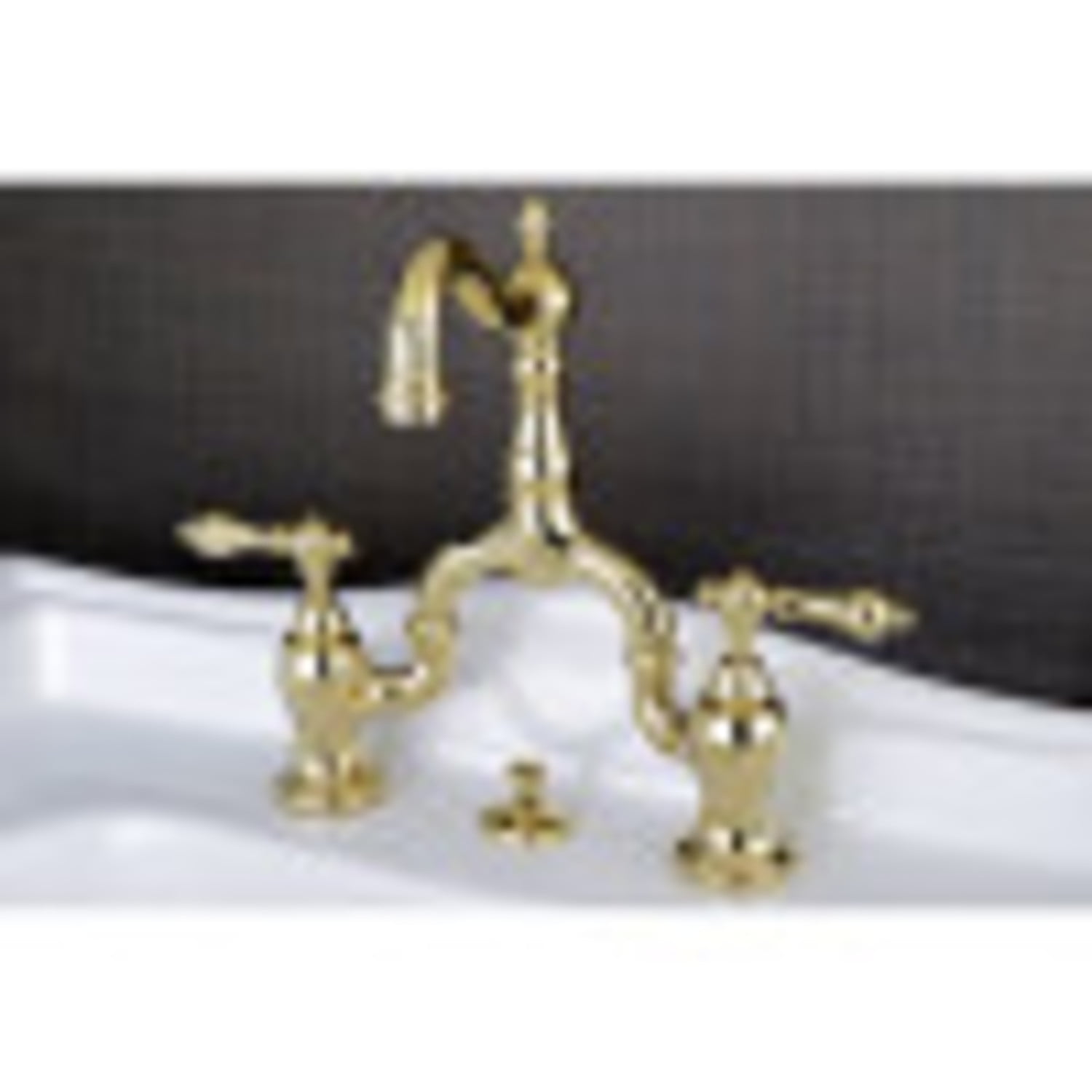 Kingston Brass KS7972AL English Country Standard Mount Bathroom Bridge Faucet, Polished Brass - Image 3