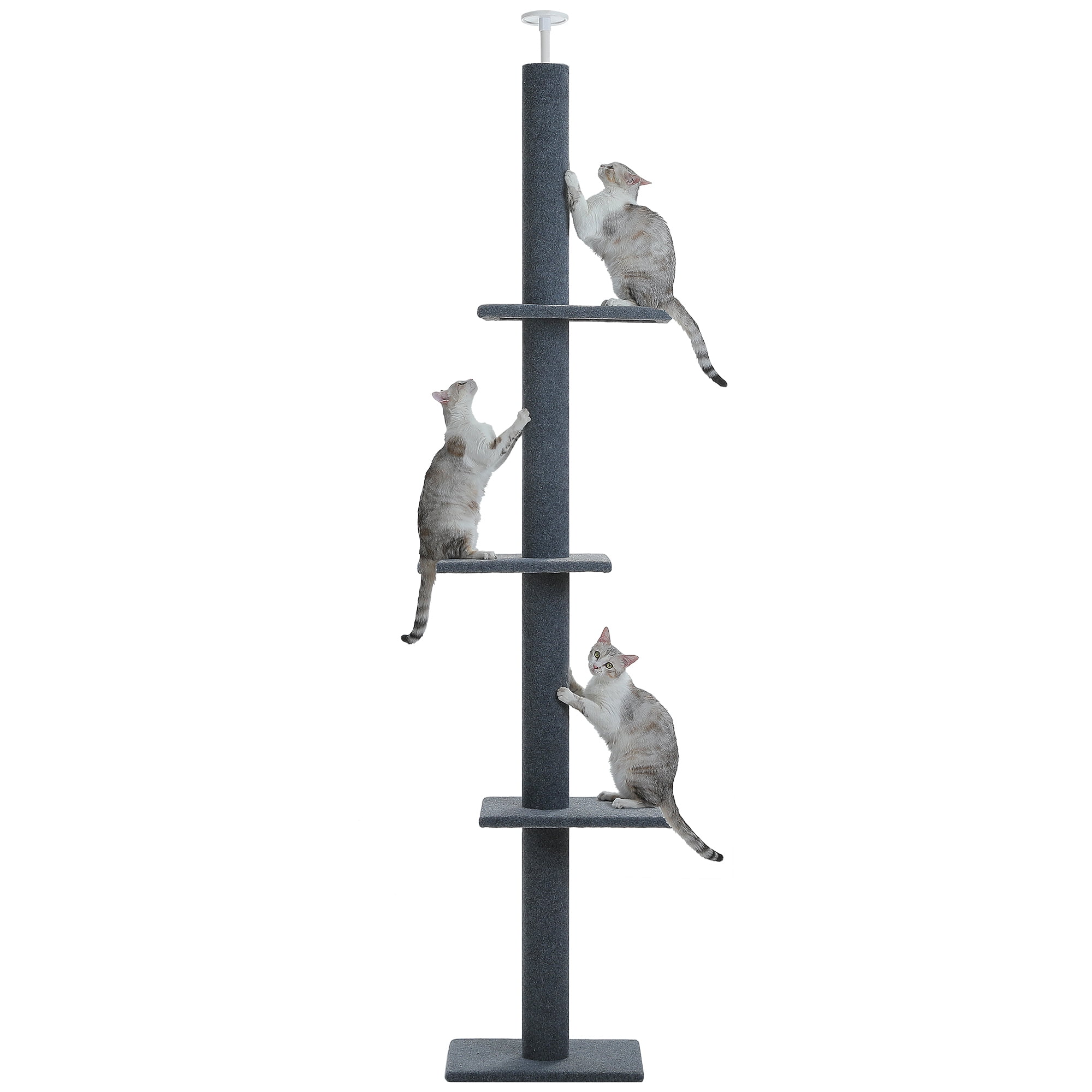 PAWZ Road 90-107" Floor to Ceiling Cat Tree Tower 4 Tier Tall Cat Climbing Posts Adjustable, Gray - Image 3