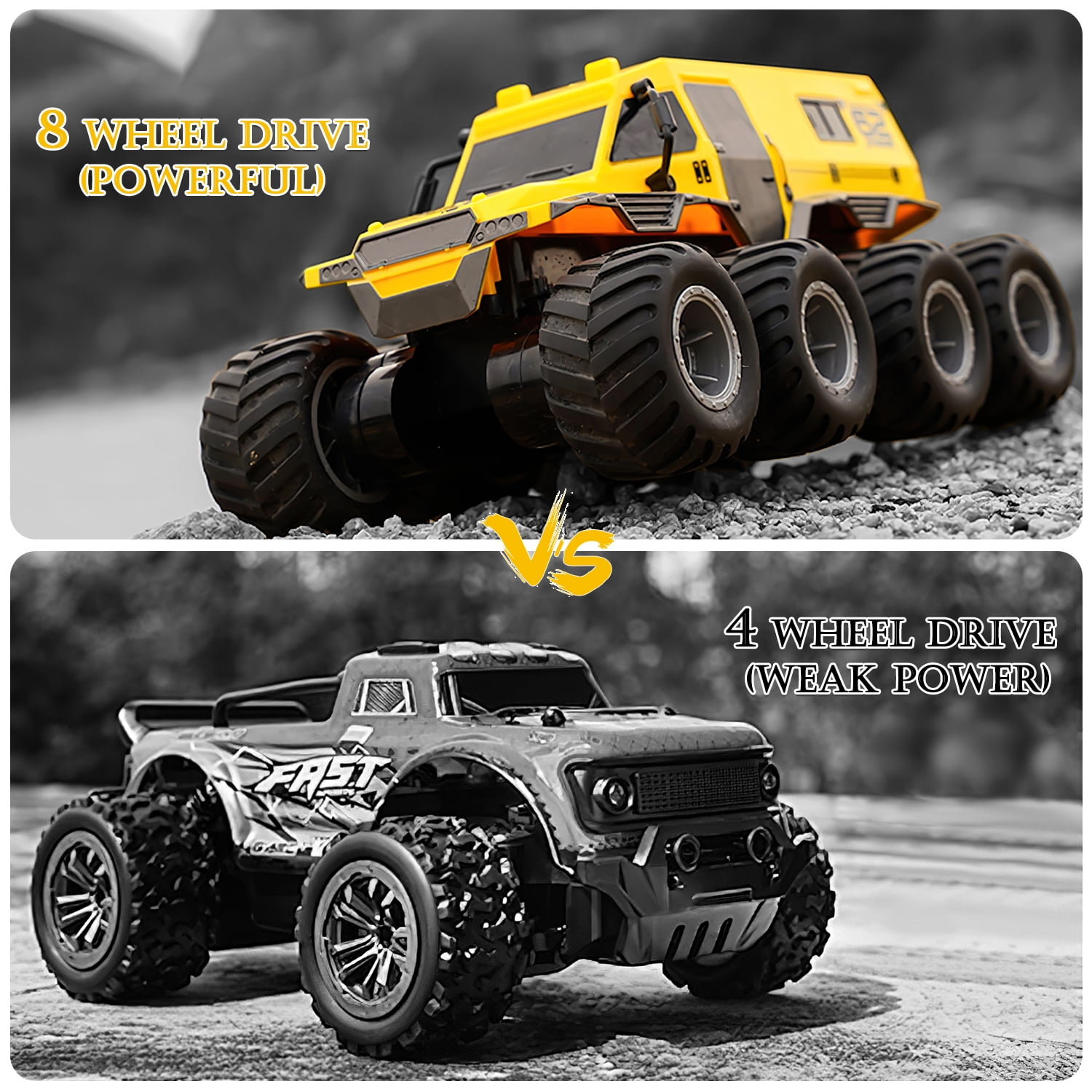 Fisca Amphibious Remote Control Car, 8 Wheel Drive RC Cars for Boys Age 8-12, 1:12 Offroad Waterproof RC Trucks, 2.4G All Terrain RC Drift Cars for Adults - Image 7