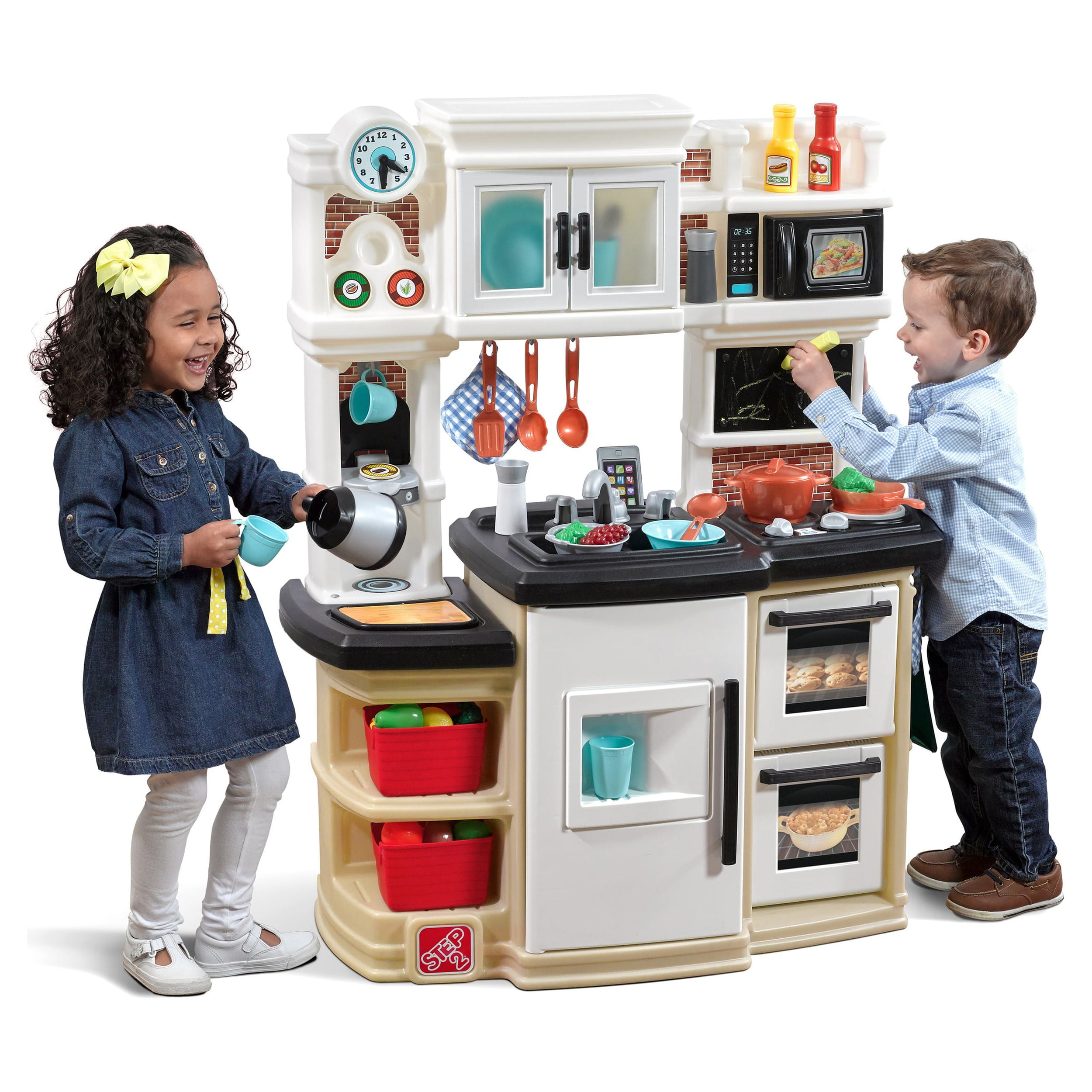 Step2 Great Gourmet Tan and White Plastic Kid Kitchen Playset includes 35 Piece Toy Kitchen Playset - Image 21