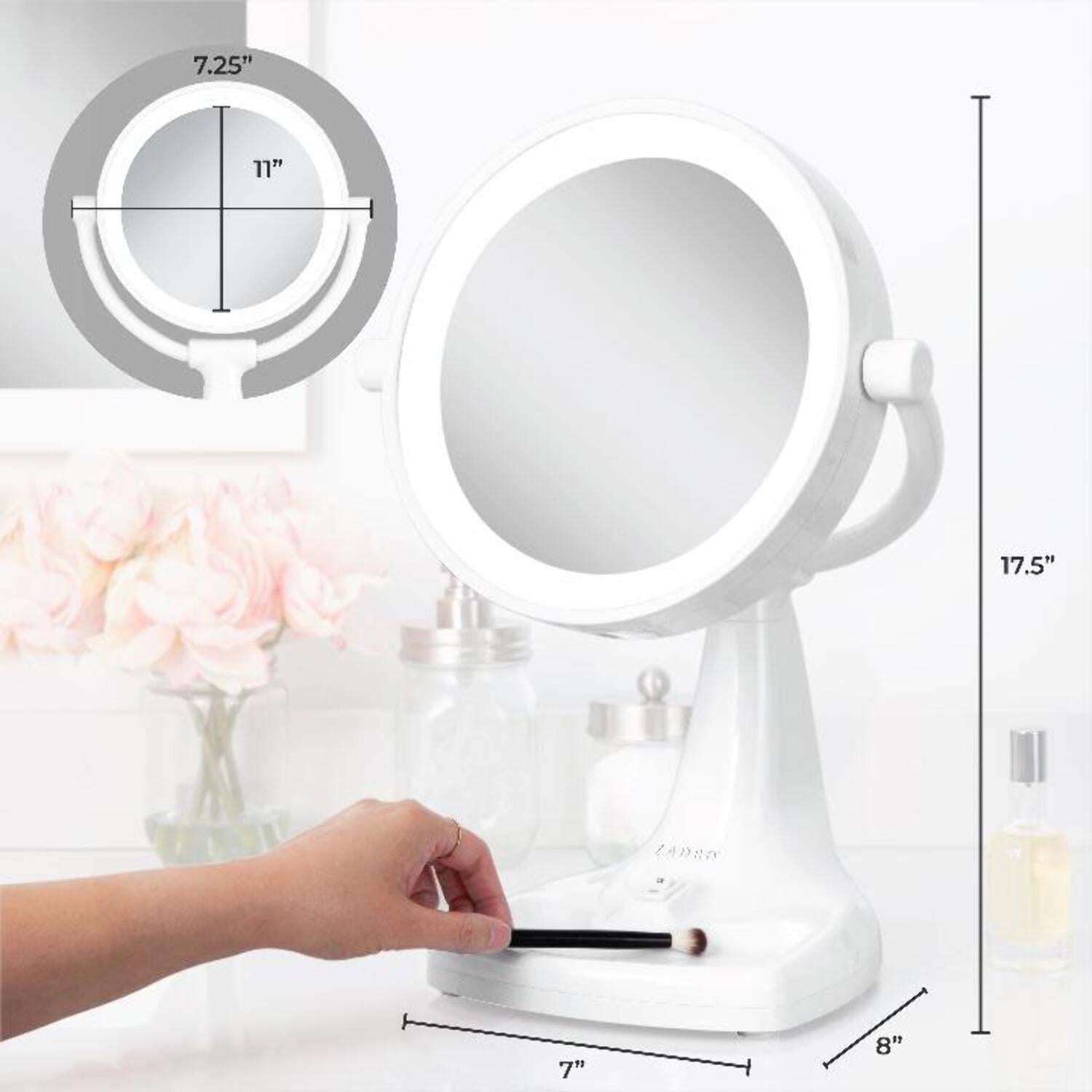 Zadro Max Bright Lighted Makeup Mirror w/ Magnification & Storage Tray - Image 2