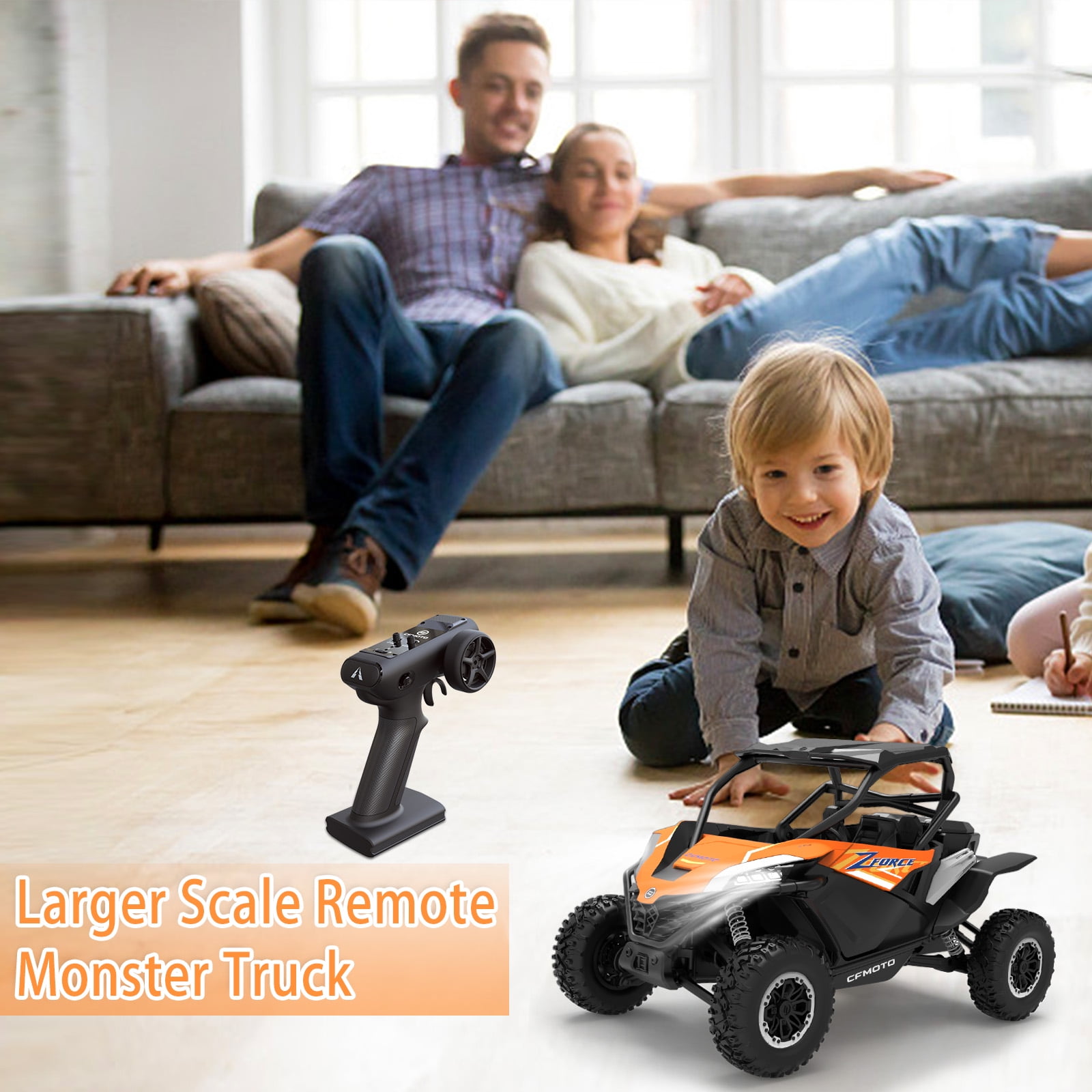 Fistone 1/12 Remote Control Off Road Cars, 4WD Dual Motors LED Headlight RC Car Monster Truck, High Speed All Terrain Car - Image 3