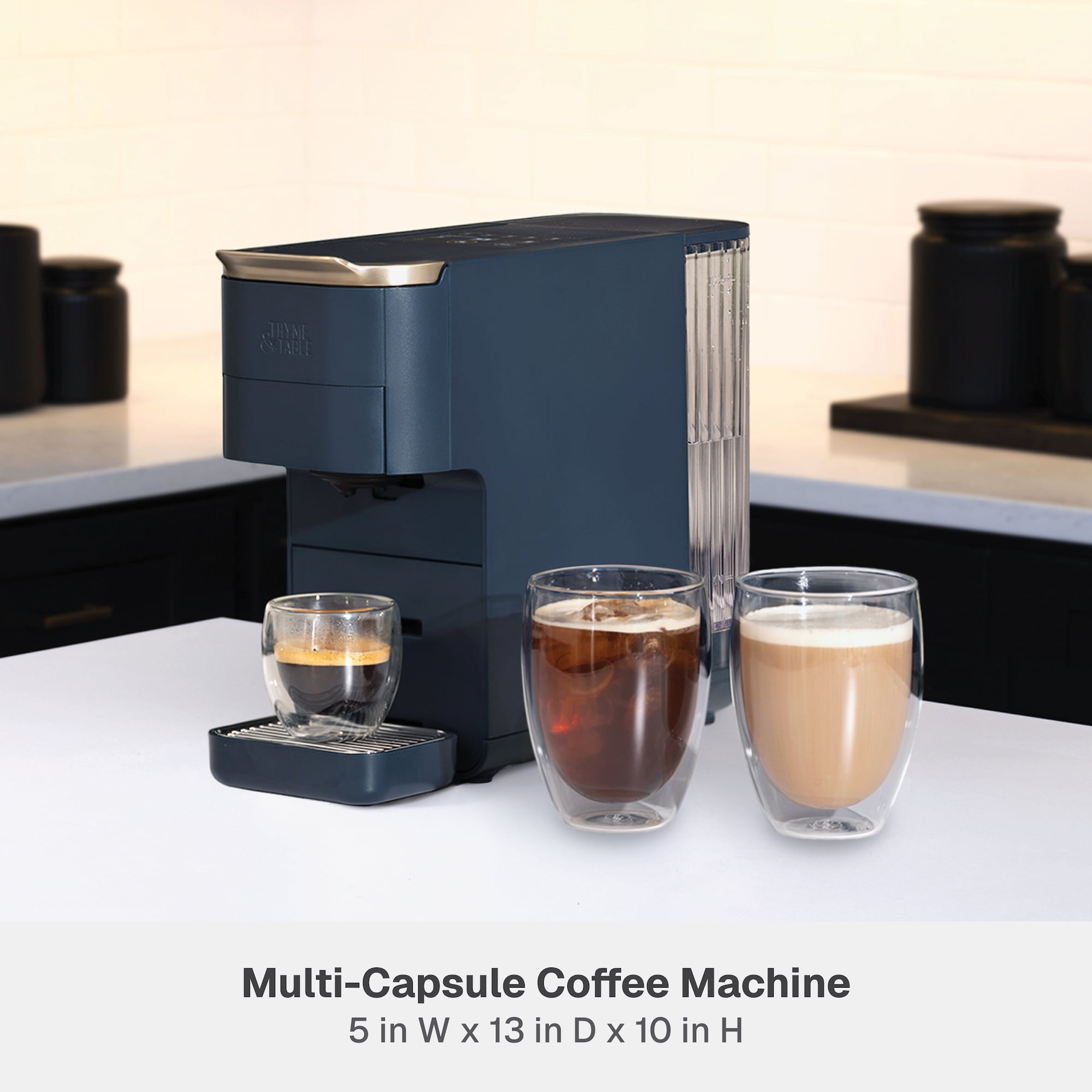 Thyme & Table Multi Capsule Coffee Machine, Universal Capsule Compatible with Espresso and Coffee, One-Touch Controls, Atlantic Blue - Image 3