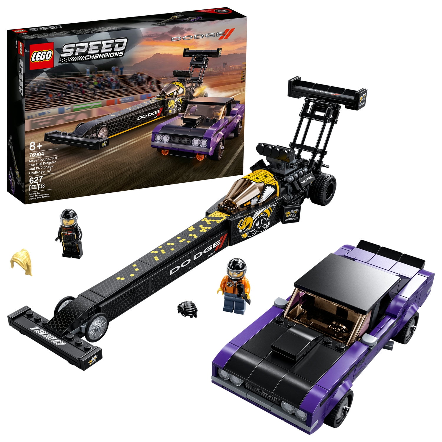 LEGO Speed Champions Mopar Dodge//SRT Top Fuel Dragster and 1970 Dodge Challenger T/A 76904 Building Toy (627 Pieces) - Image 7