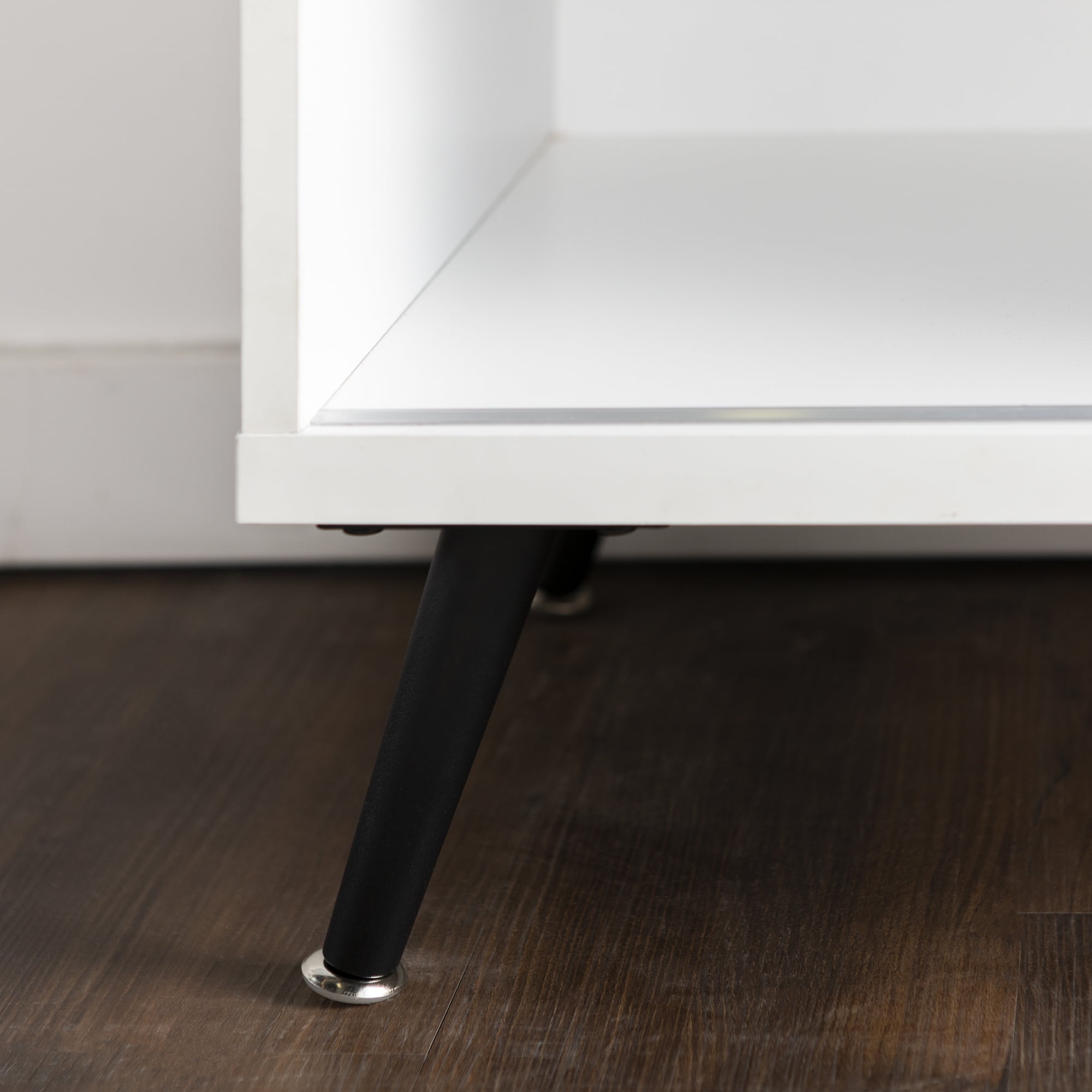 Desert Fields Mid Century Modern TV Stand for TVs up to 58", White/Barnwood - Image 2