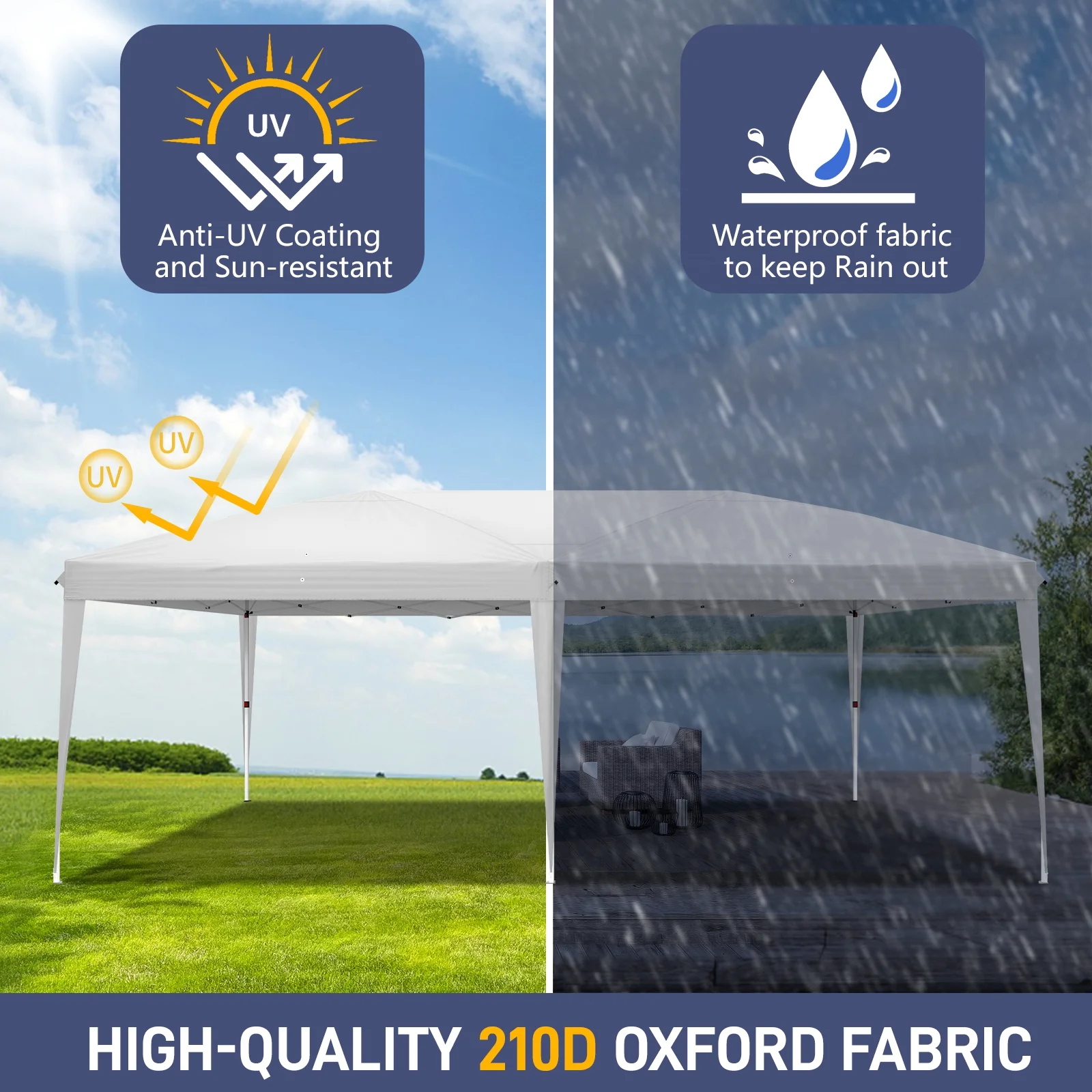 UBesGoo Easy Pop Up Canopy Party Tent, 10 x 20-Feet, White - Image 7