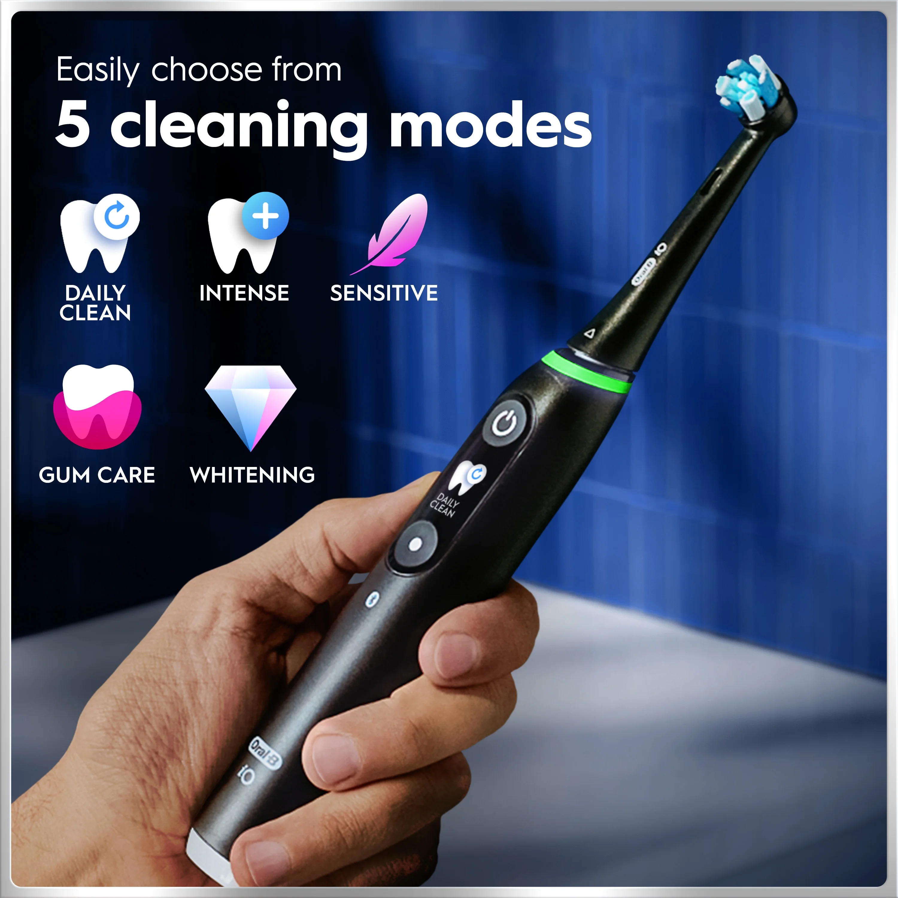 Oral-B iO Series 7 Electric Toothbrush, 2 Compact Brush Heads, Black Onyx, for Adults & Children 3+ - Image 9